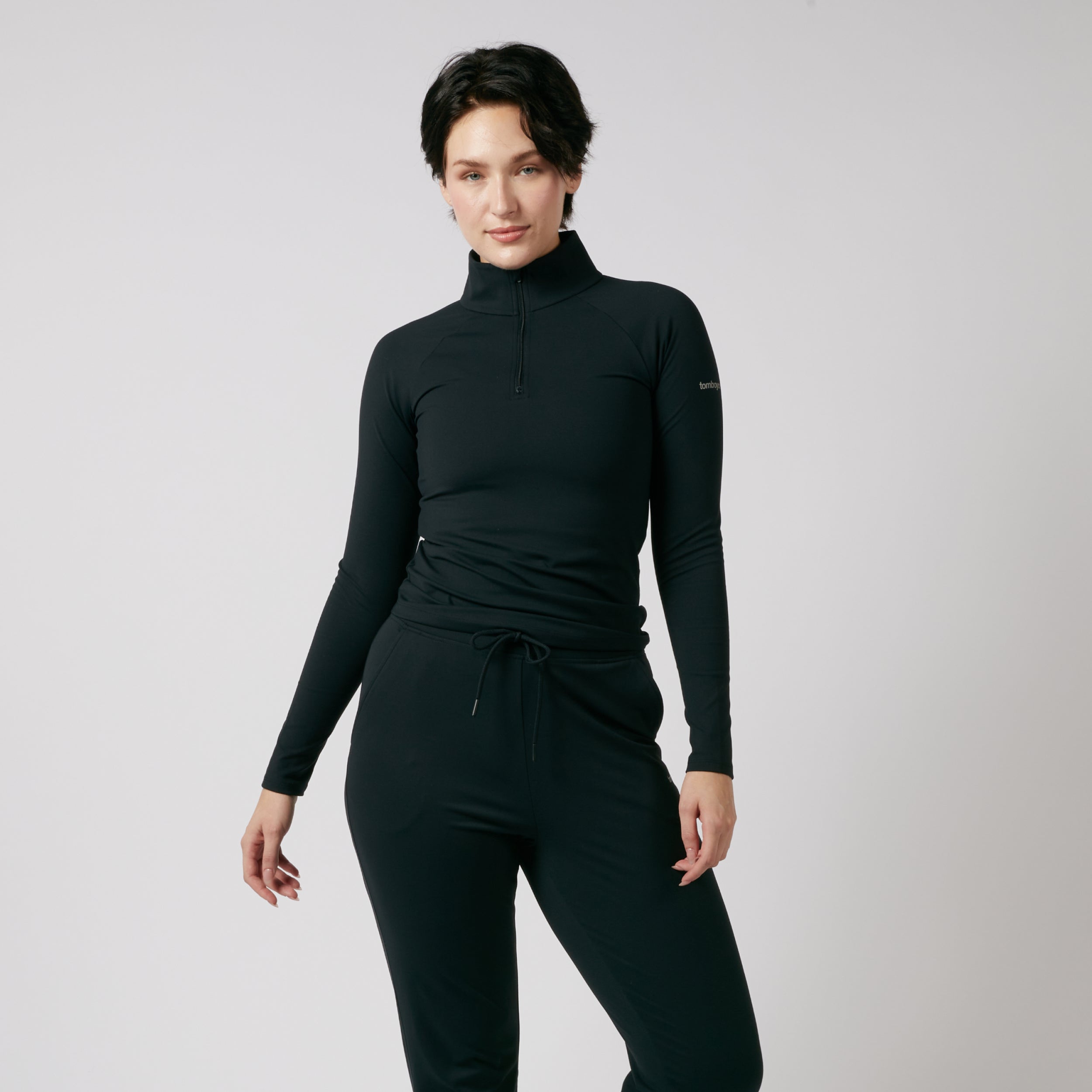 Long Sleeve Quarter Zip Top - Black