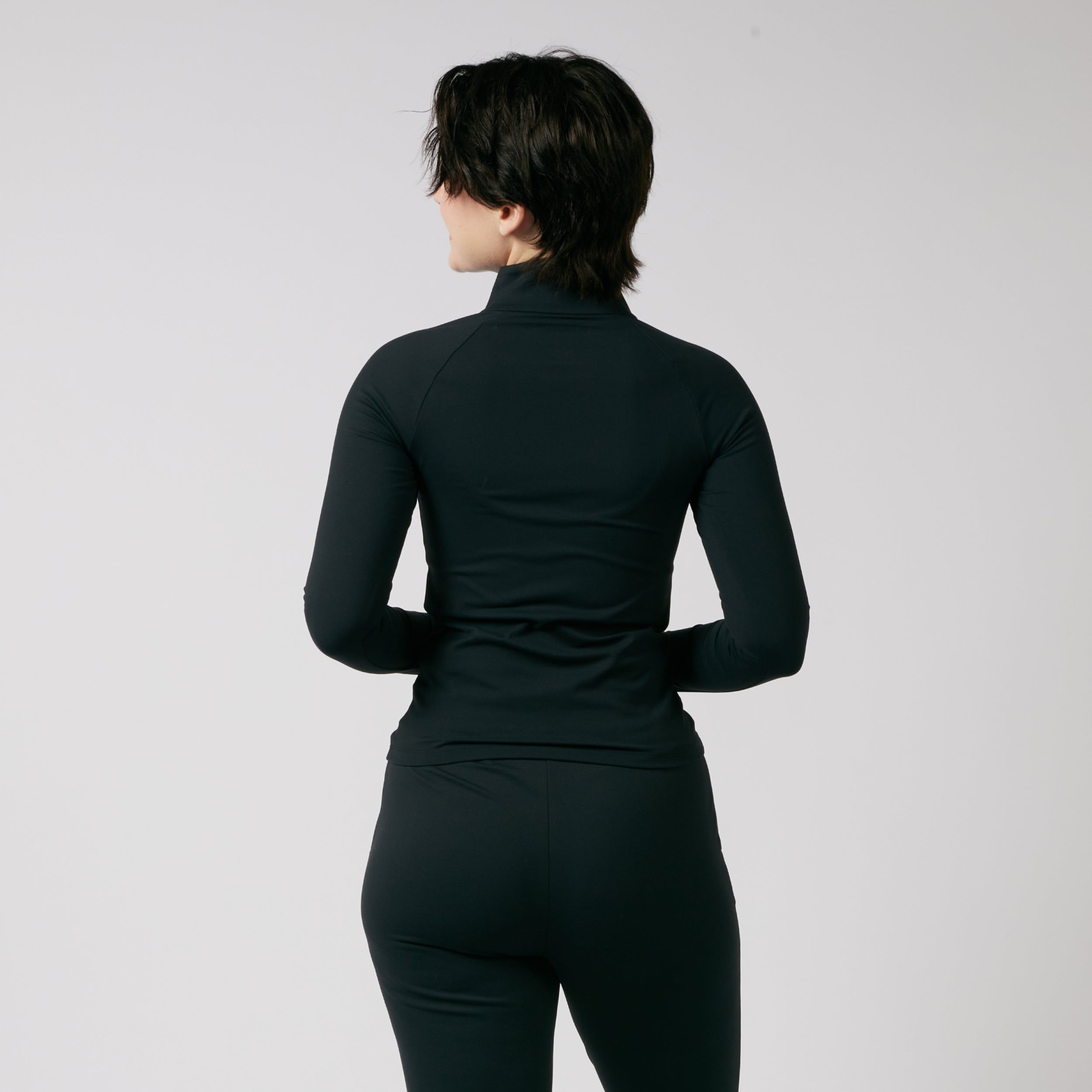 Long Sleeve Quarter Zip Top - Black