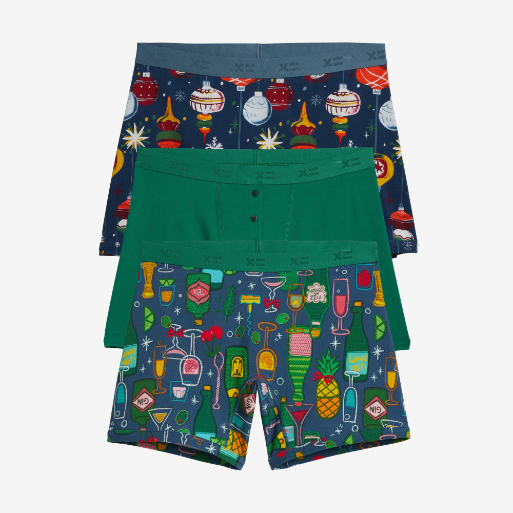 6" Boxer Briefs 3-Pack - Holiday Party