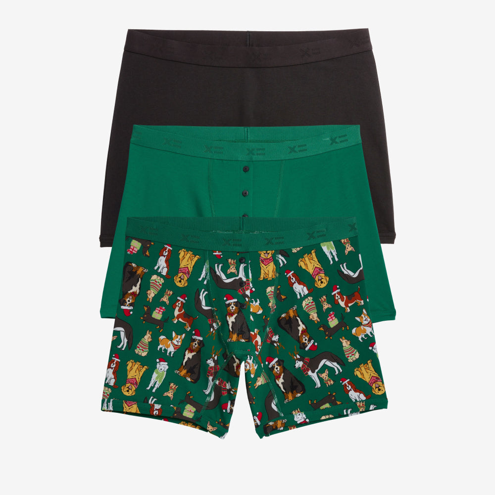 6" Boxer Briefs 3-Pack - Jingle Paws
