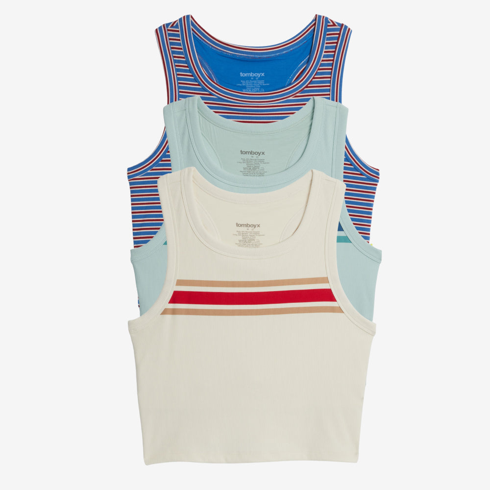 Bamboo Rib Bra Top 3-Pack - Alpine Stripe