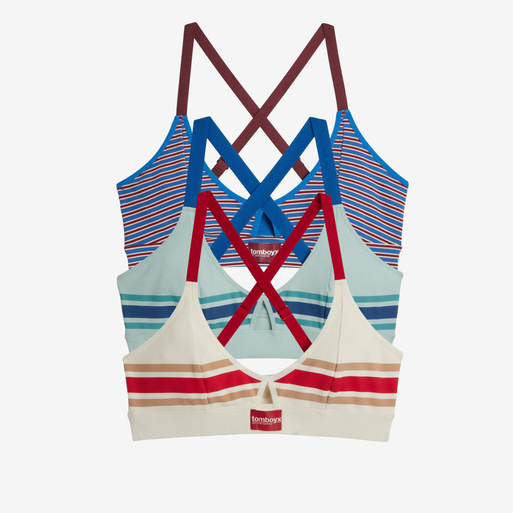 Bamboo Rib Lounge Bralette 3-Pack - Alpine Stripe