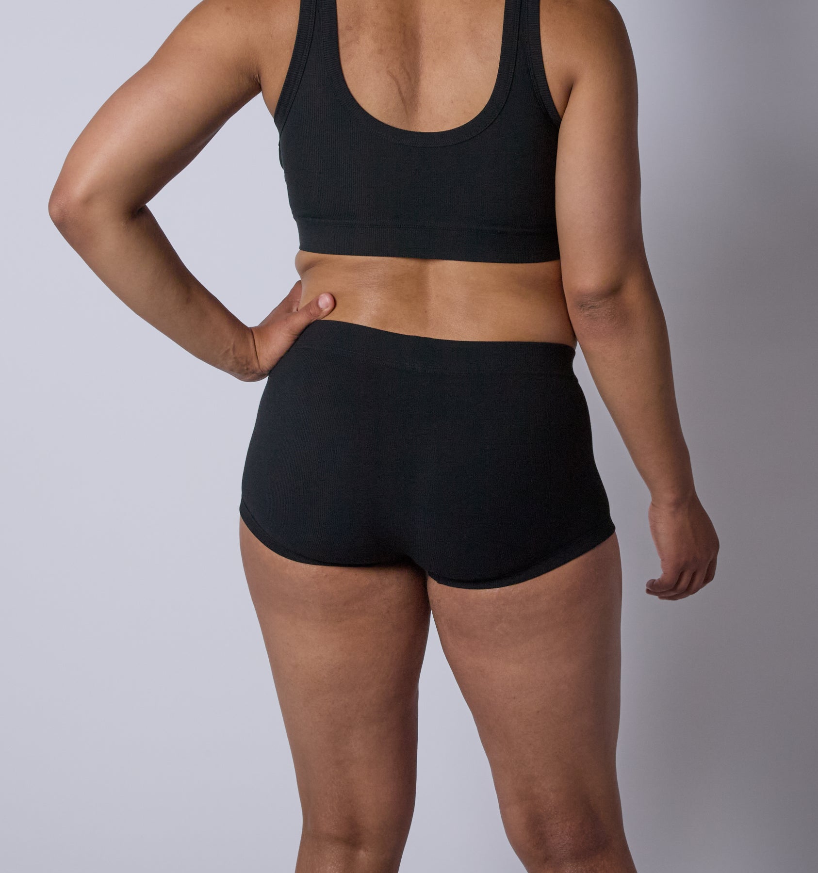 Bamboo Rib Boy Shorts - Taupe