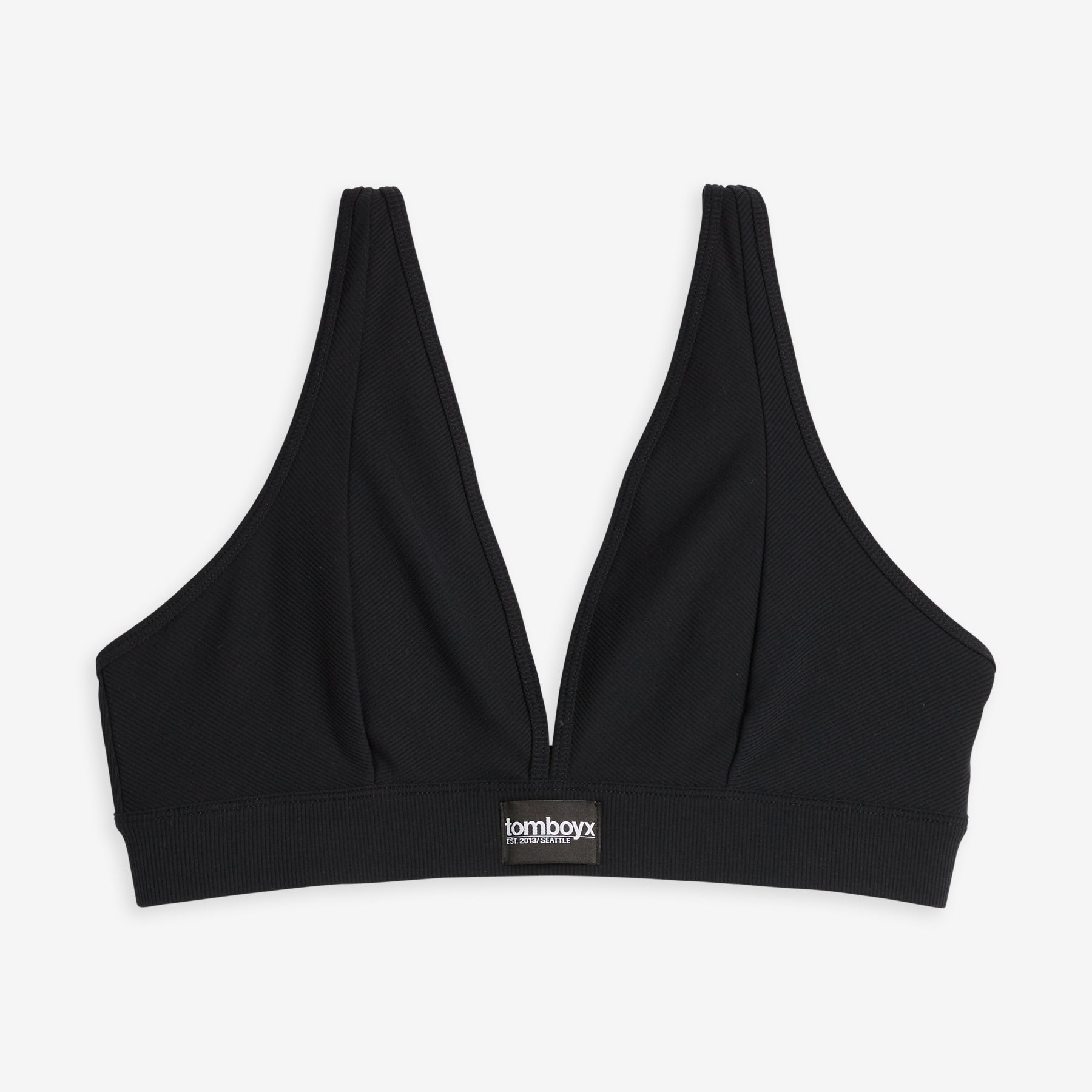 Bamboo Rib Plunge Bra - Black