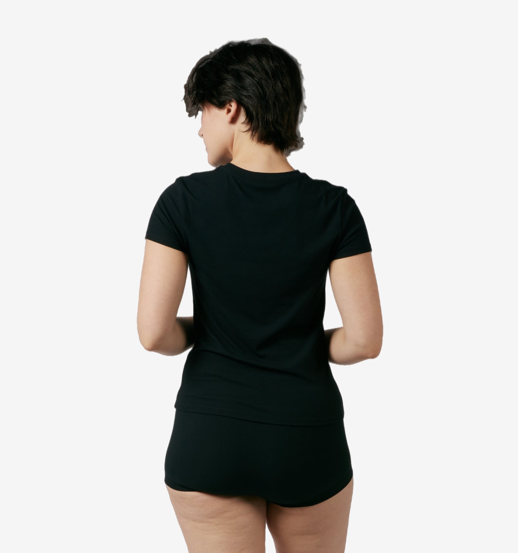Bamboo Rib Short Sleeve Tee - Black