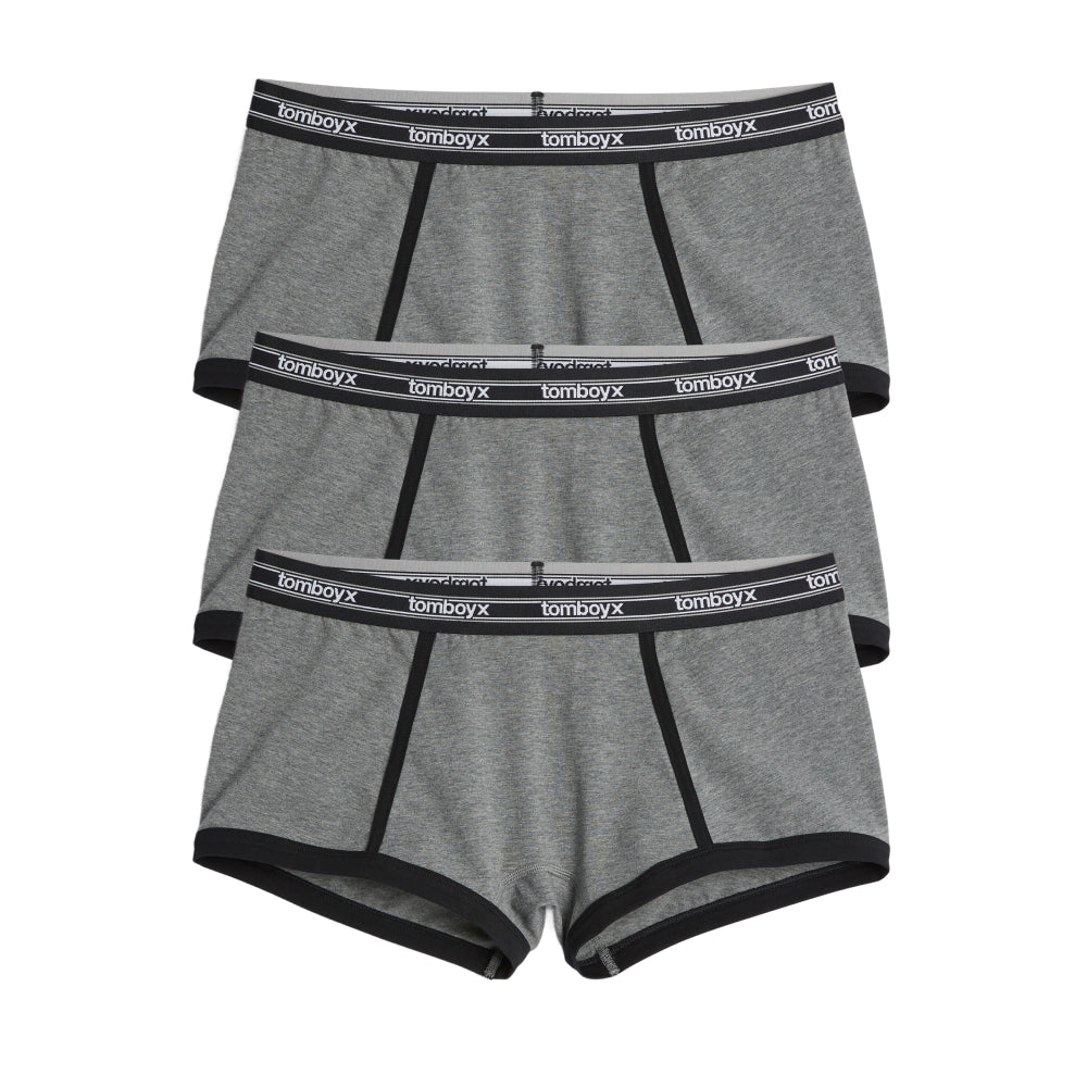 Boy Shorts 3-Pack - Charcoal Retro Logo