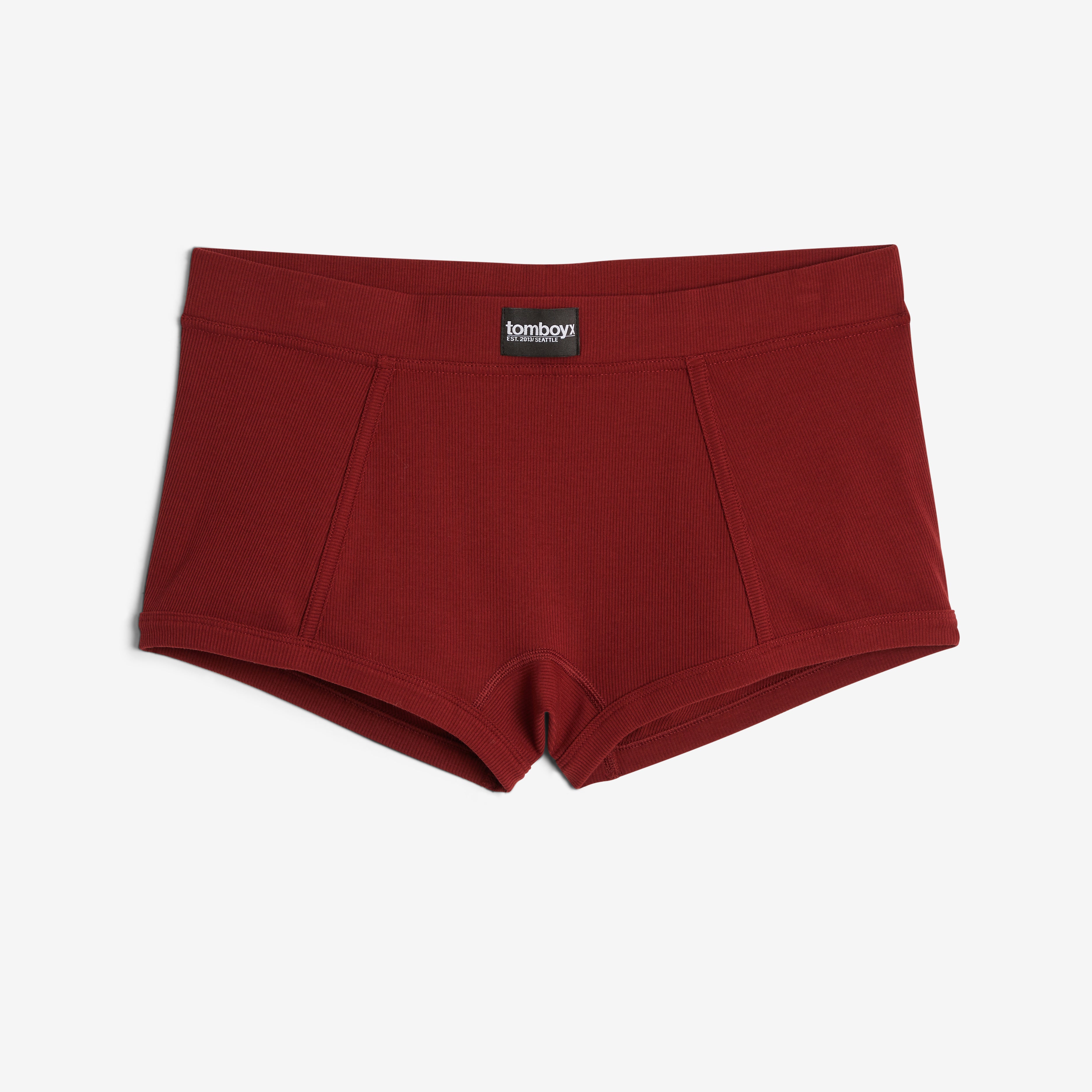 Bamboo Rib Boy Shorts - Burgundy