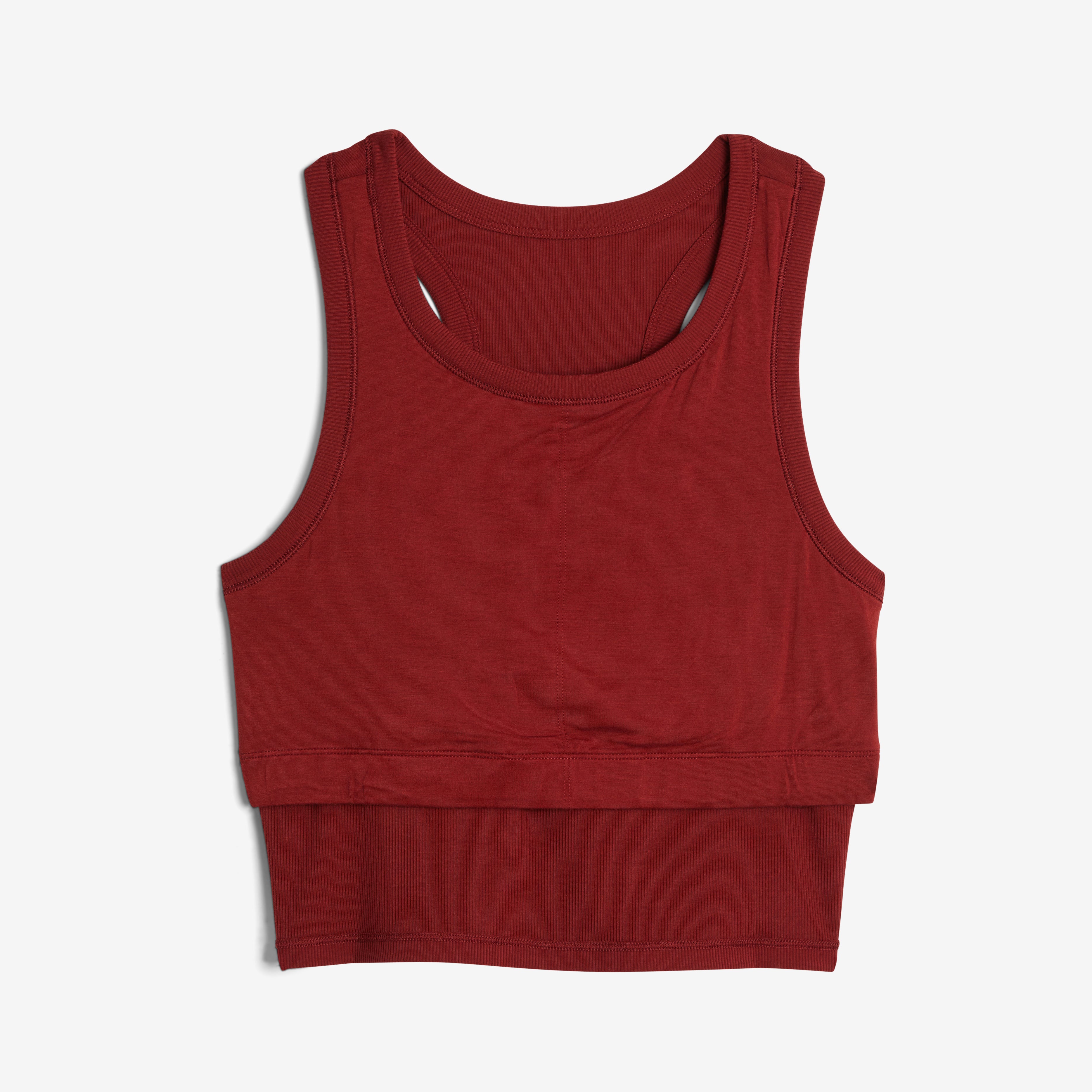 Bamboo Rib Bra Top - Burgundy