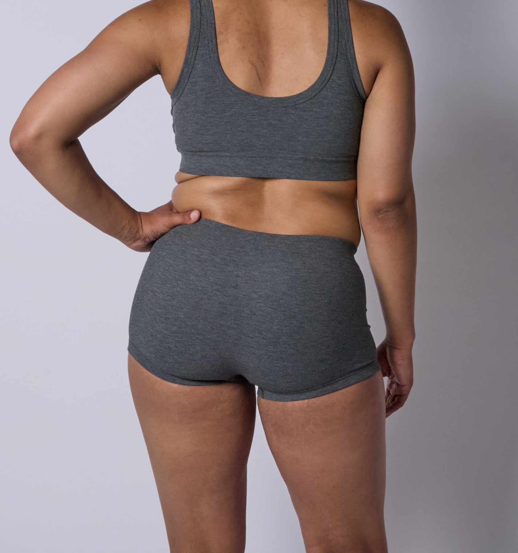 Bamboo Rib Boy Shorts - Heather Gray