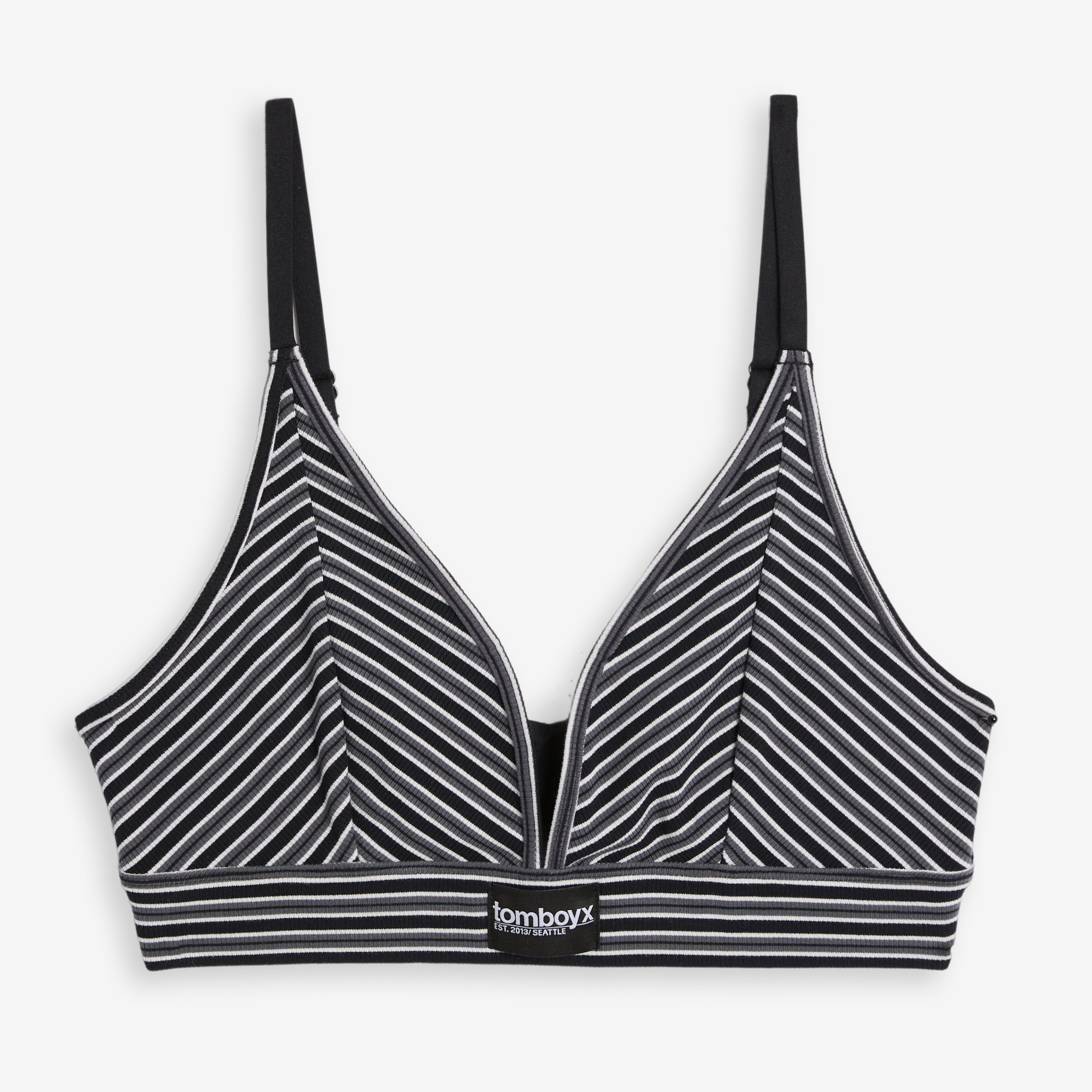 Bamboo Rib Triangle Bralette - Icy Stripe