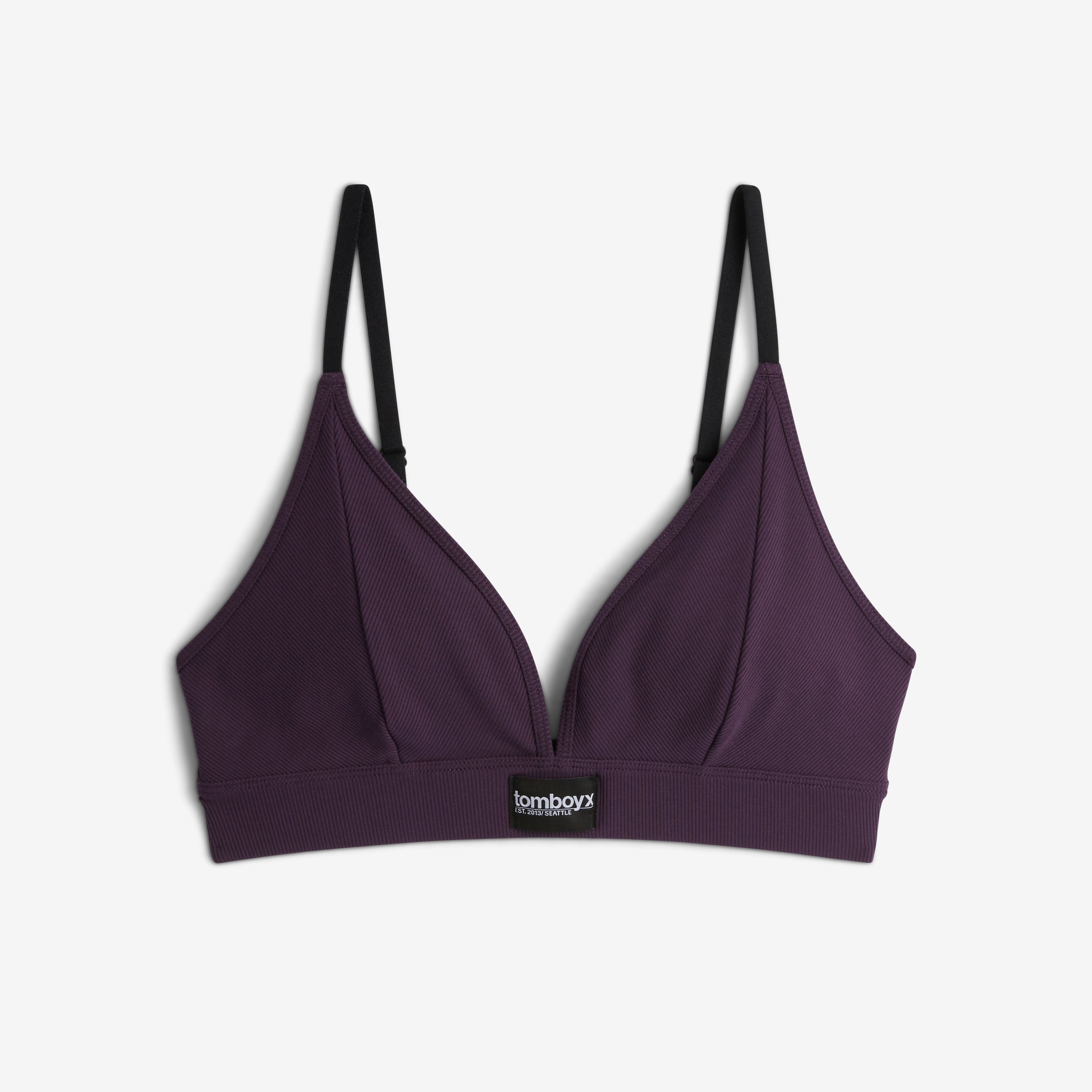 Bamboo Rib Triangle Bralette - Plum