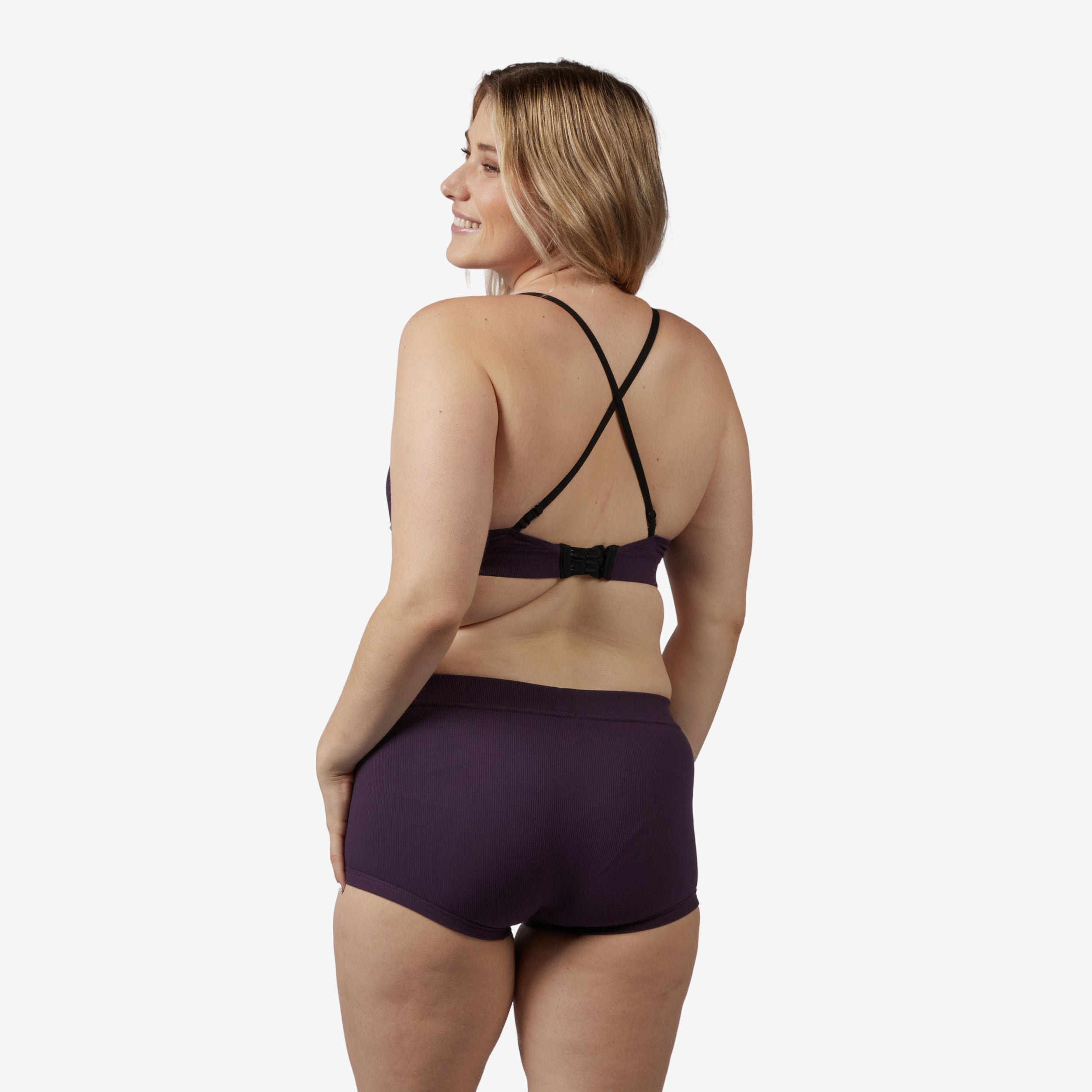 Bamboo Rib Triangle Bralette - Plum