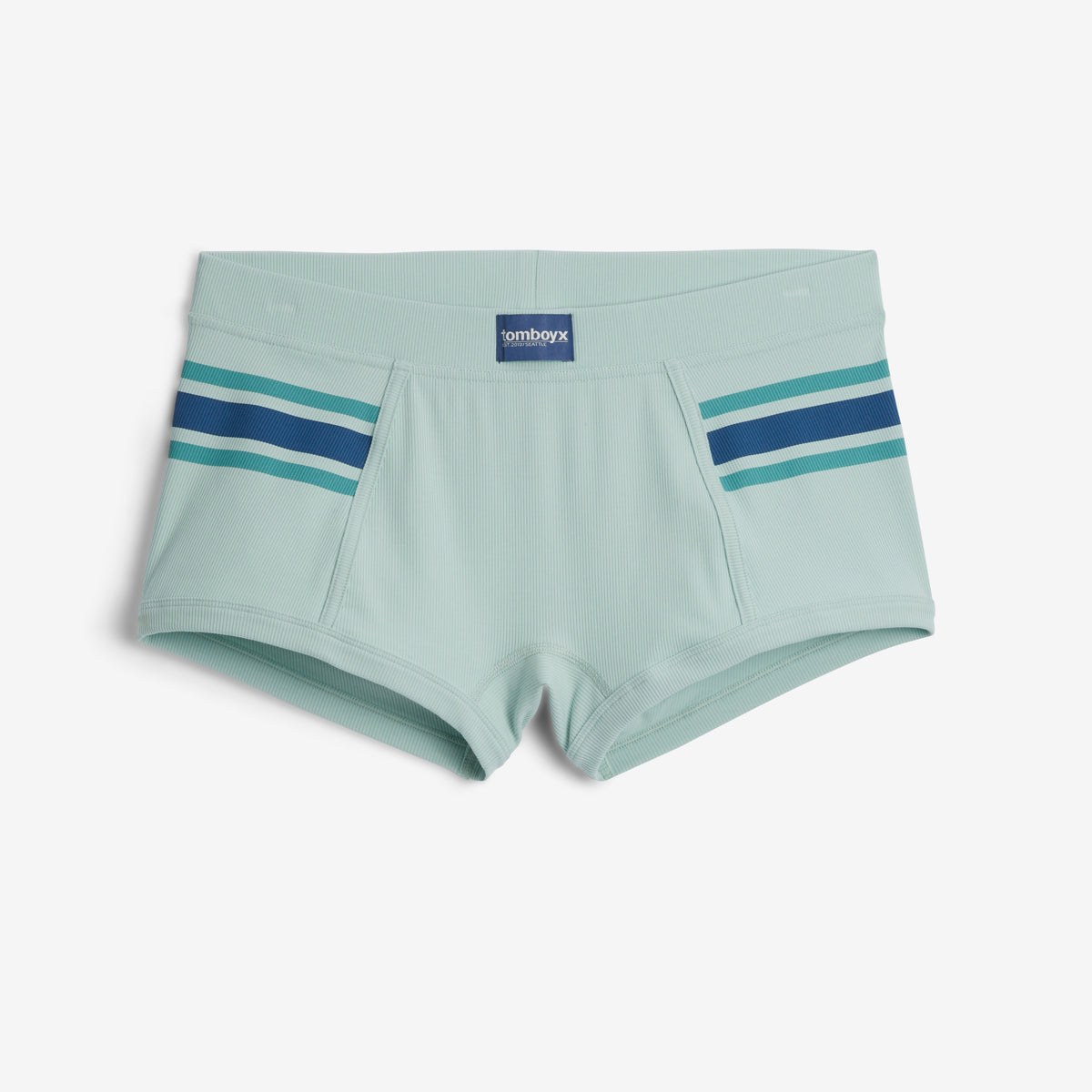 Bamboo Rib Boy Shorts - Retro Stripe Blue