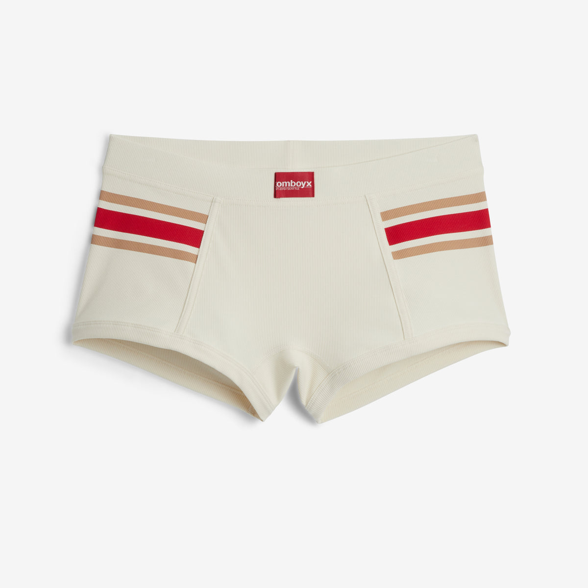 Bamboo Rib Boy Shorts - Retro Stripe Red