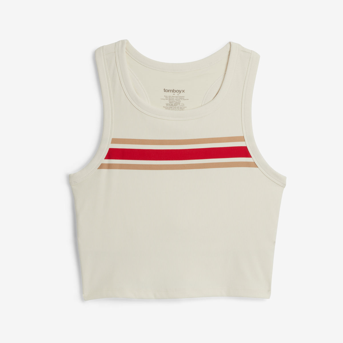 Bamboo Rib Bra Top - Retro Stripe Red