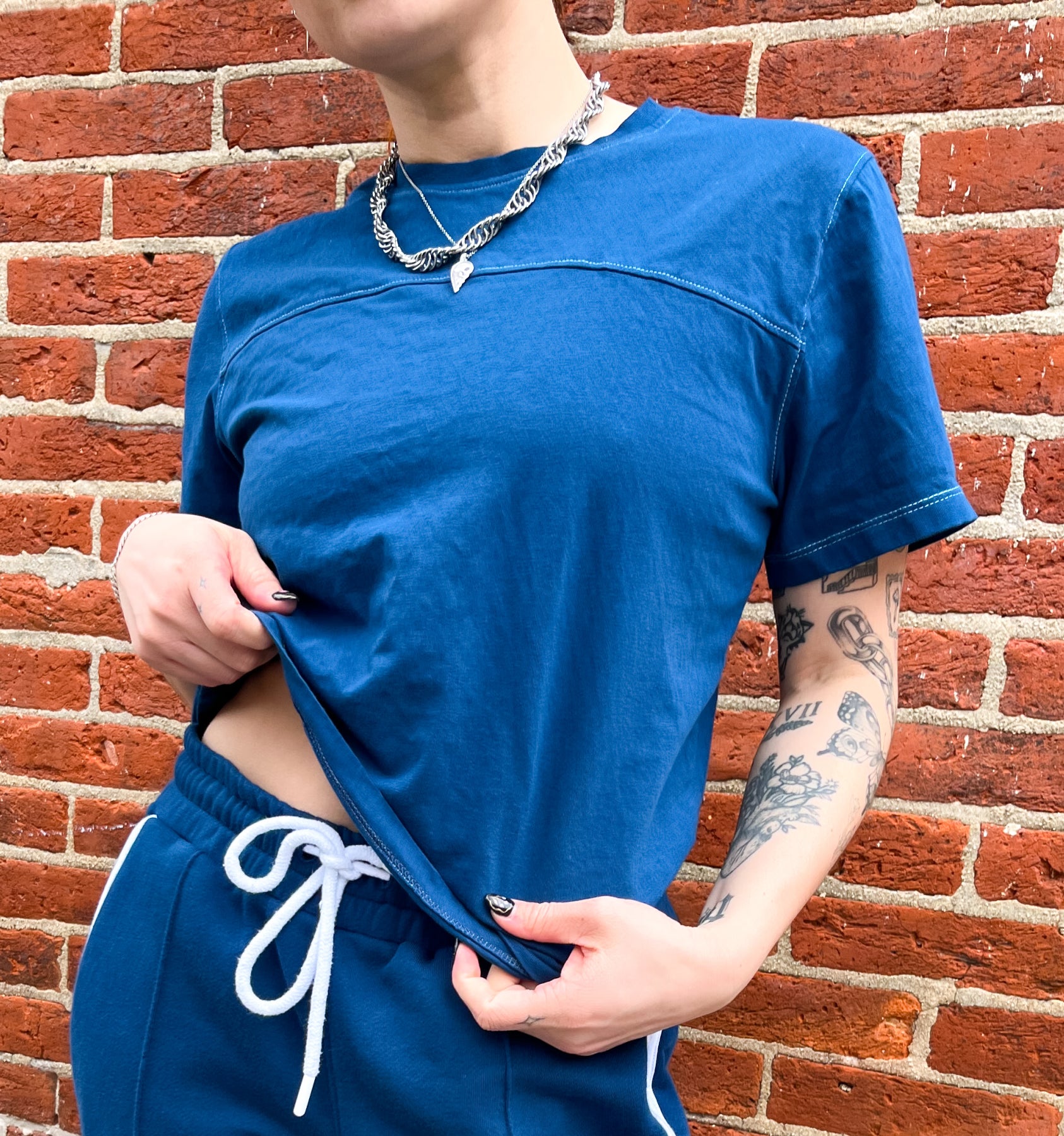 Cotton Vintage Tee - Retro Blue