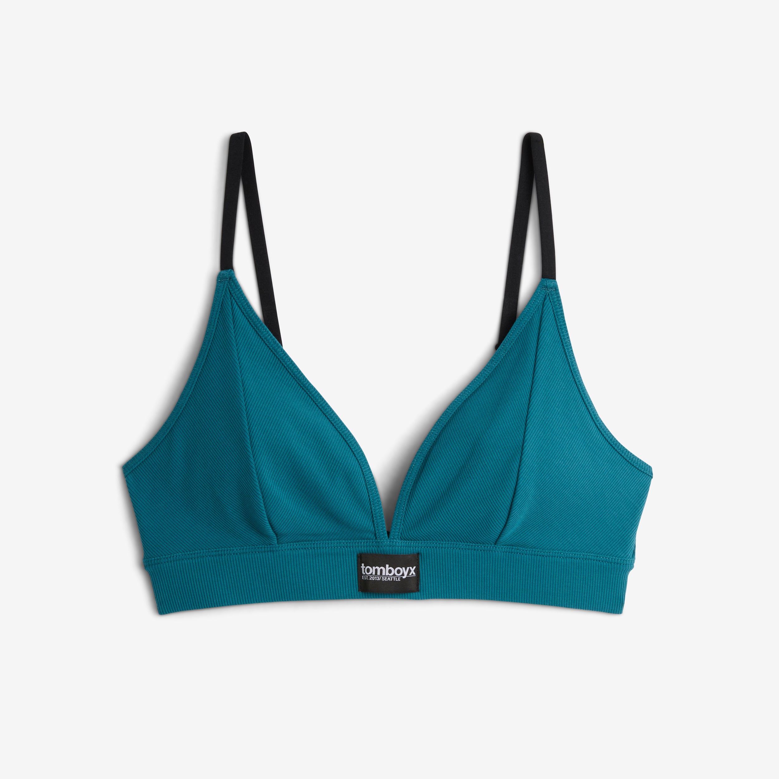 Bamboo Rib Triangle Bralette - Teal Time