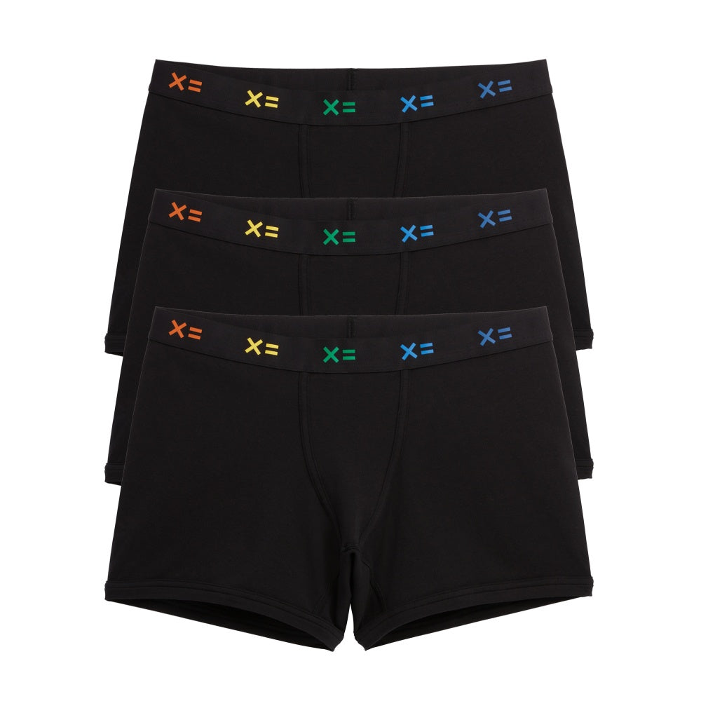 4.5" Trunks 3-Pack - Cotton Black X= Rainbow