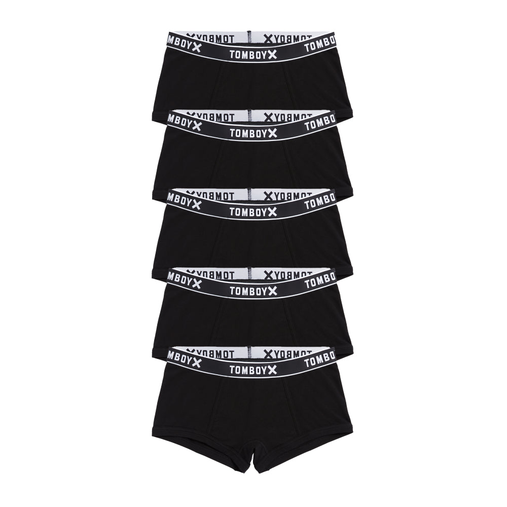 Boy Shorts 5-Pack - Cotton Black Logo