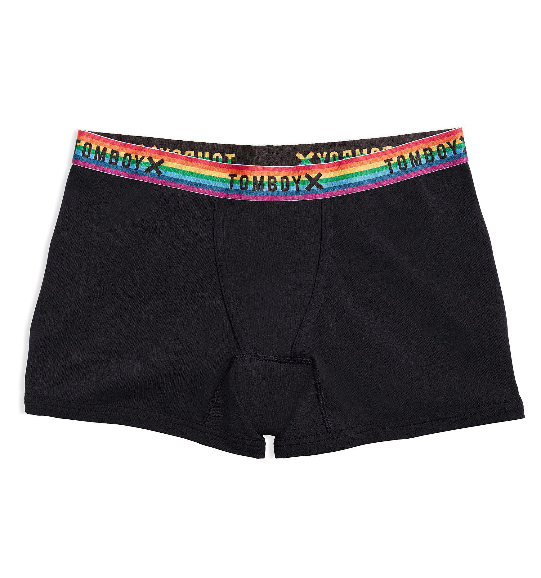 First Line Leakproof 4.5" Trunks - Black Rainbow-Underwear-TomboyX