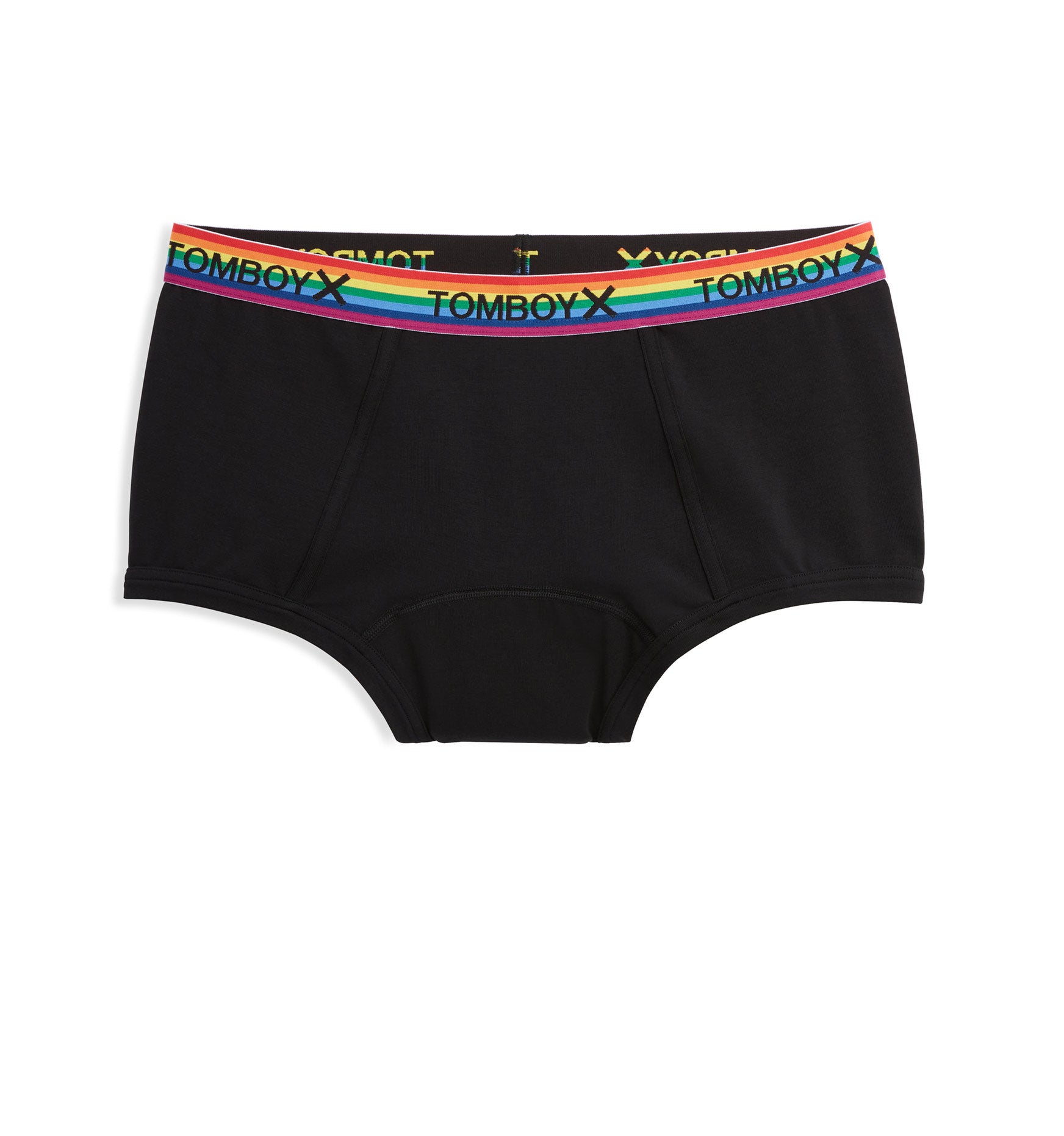 First Line Period Boy Shorts - Black Rainbow – TomboyX