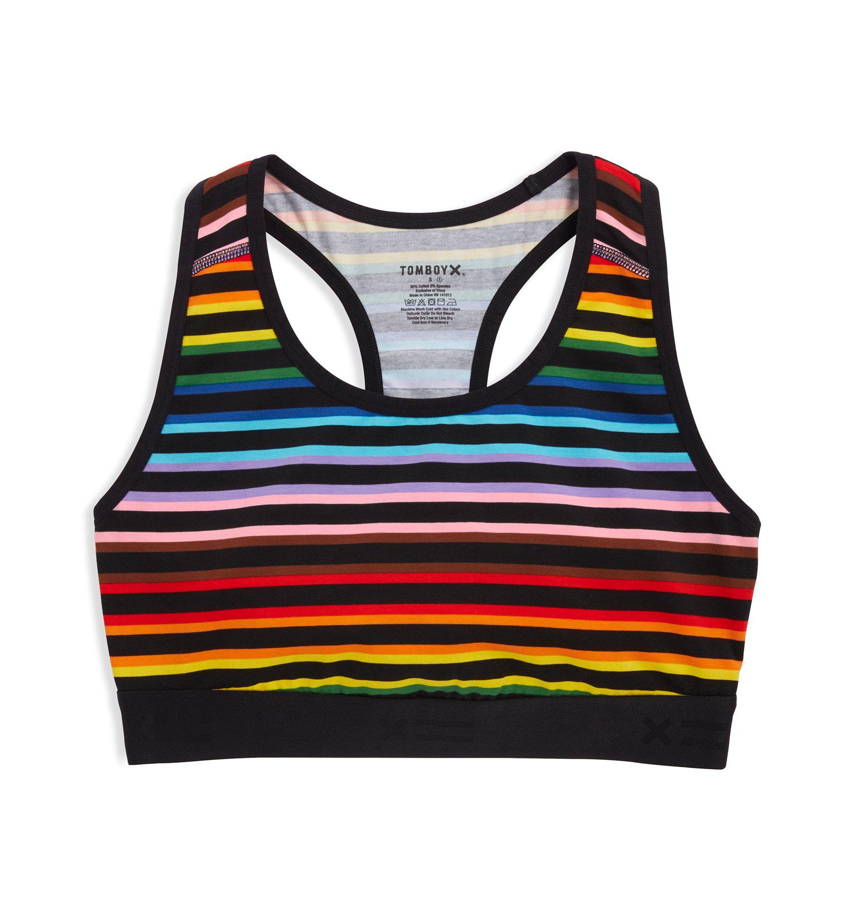 TOMBOY X Racerback Soft Bra - Rainbow Pride Stripes SIZE 2X