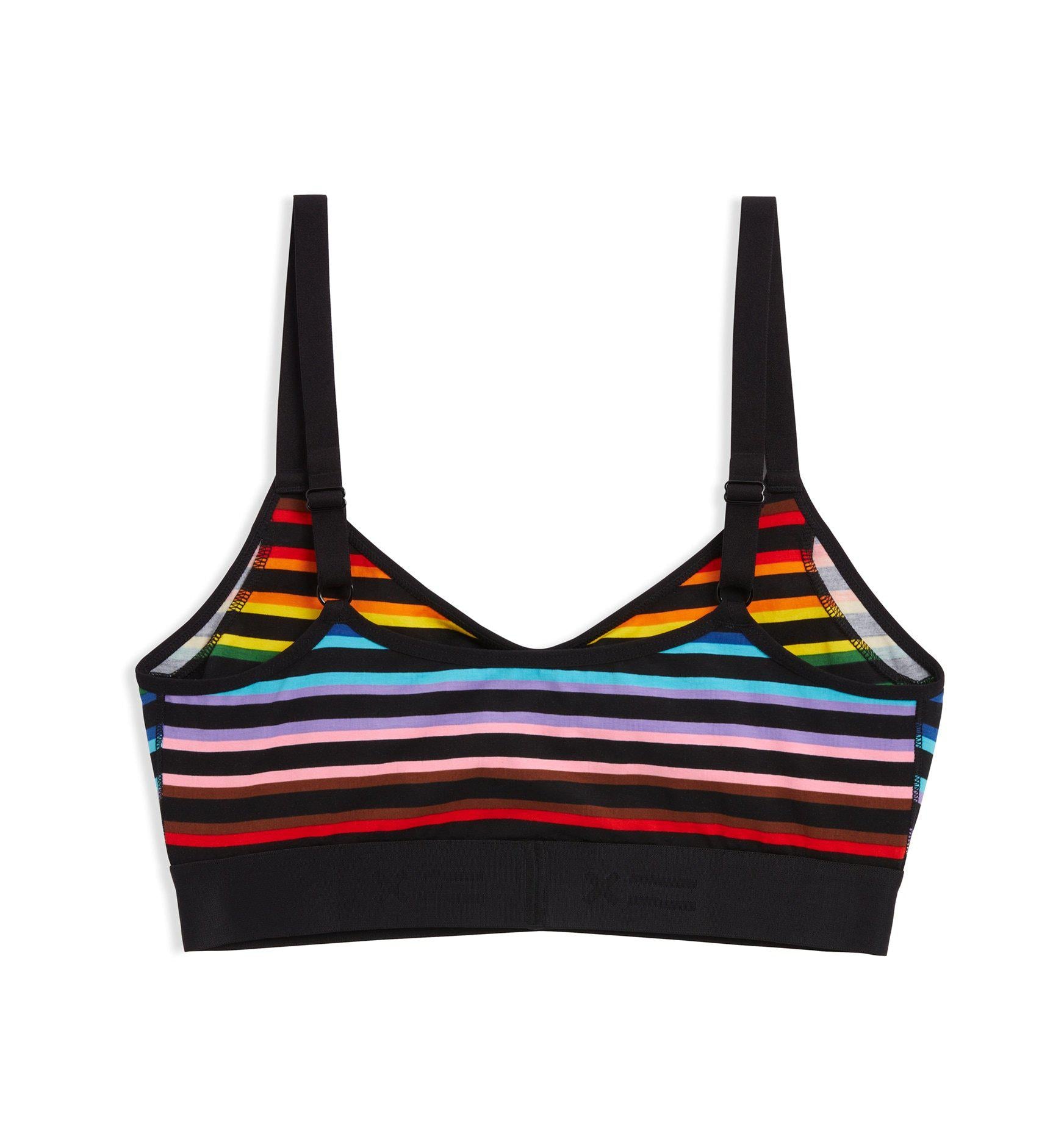 V Neck Bralette - Progress Pride Stripes-Bra-TomboyX