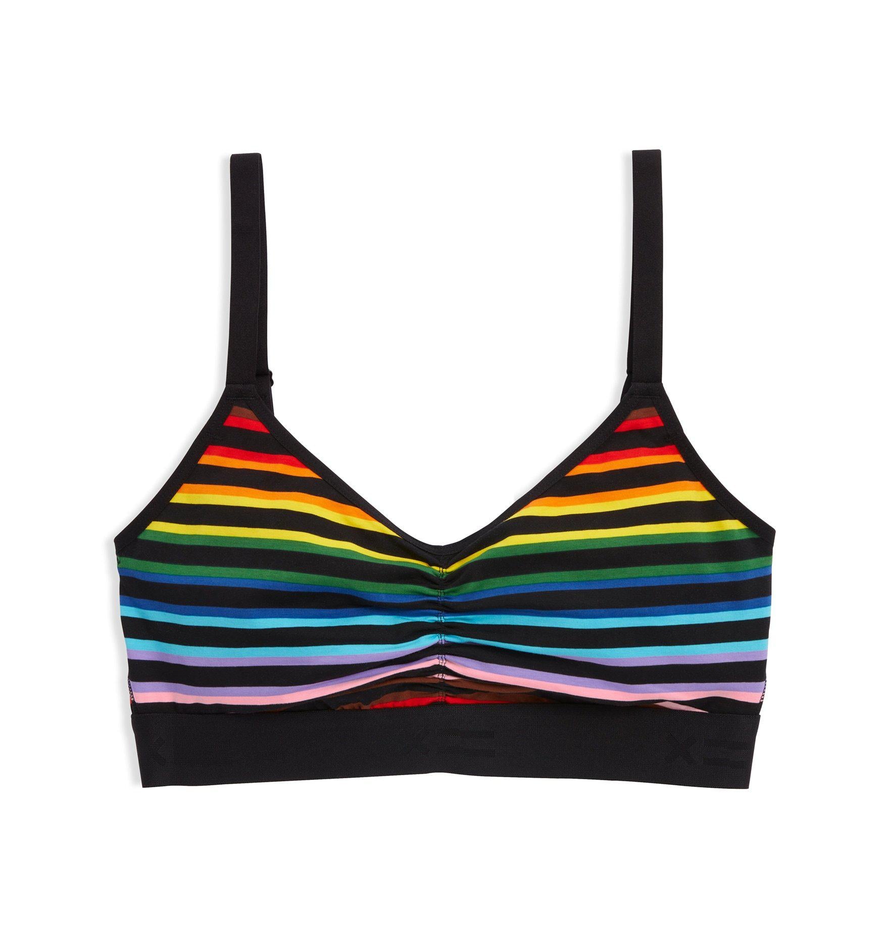V Neck Bralette - Progress Pride Stripes-Bra-TomboyX