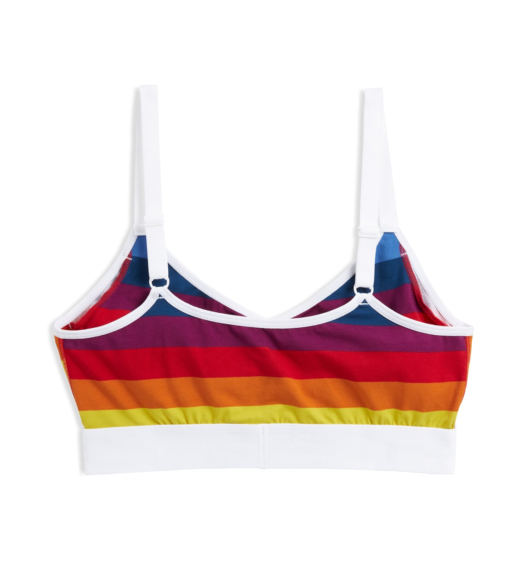 Back of V Neck Bralette - Rainbow Pride Stripes