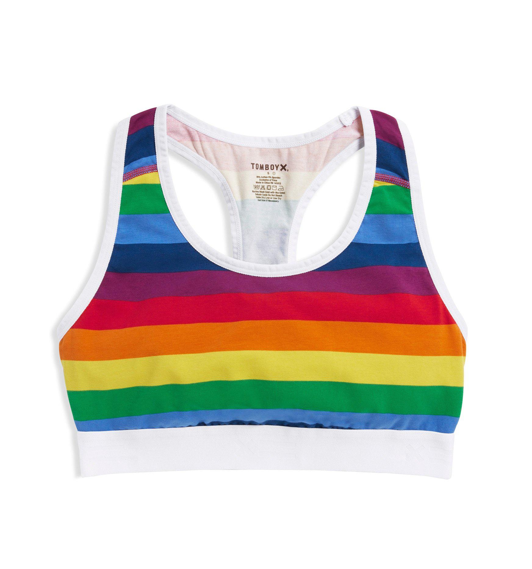 Racerback Soft Bra - Rainbow Pride Stripes-Bra-TomboyX