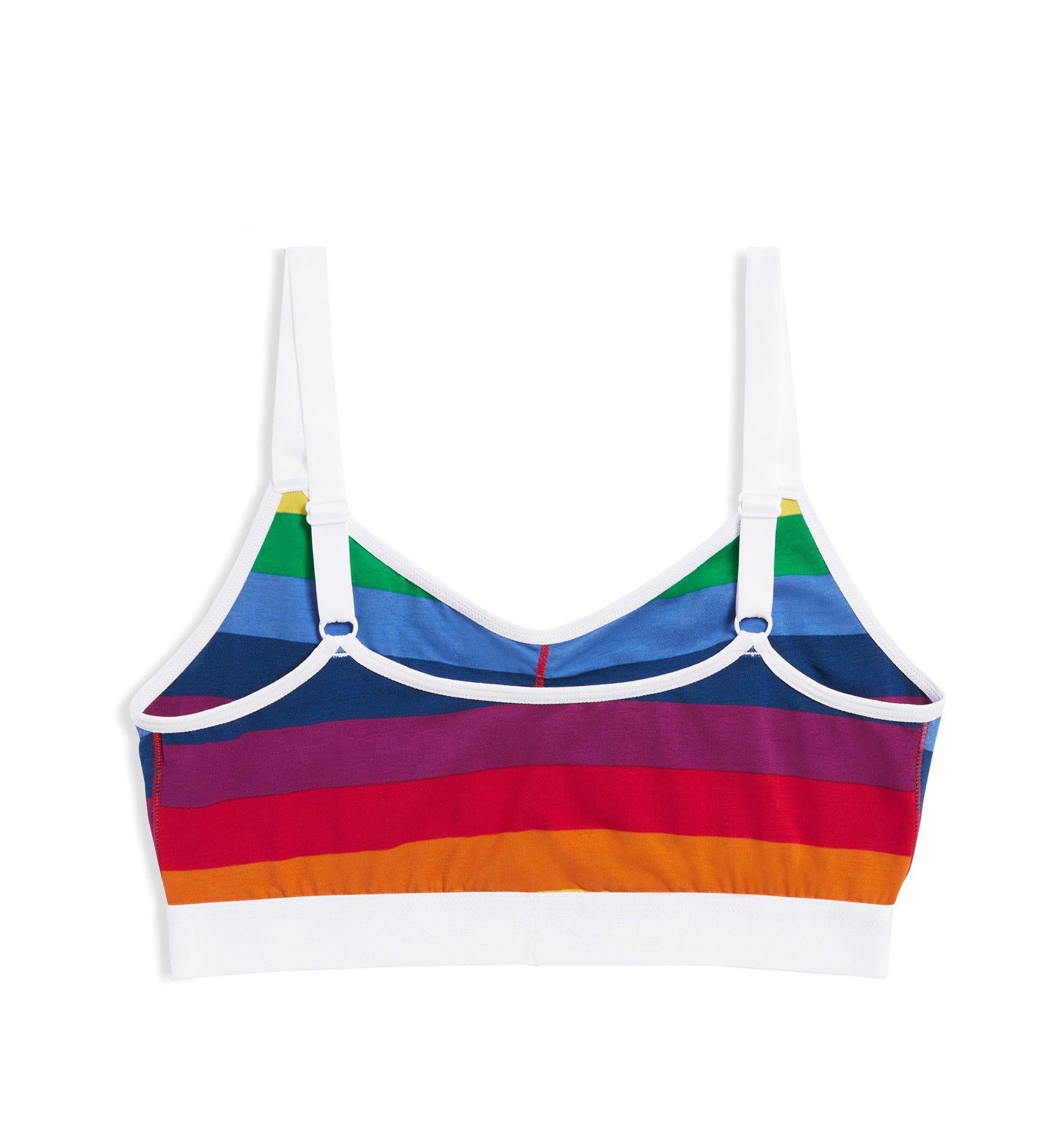 Ruched Bralette - Rainbow Pride Stripes-Bra-TomboyX