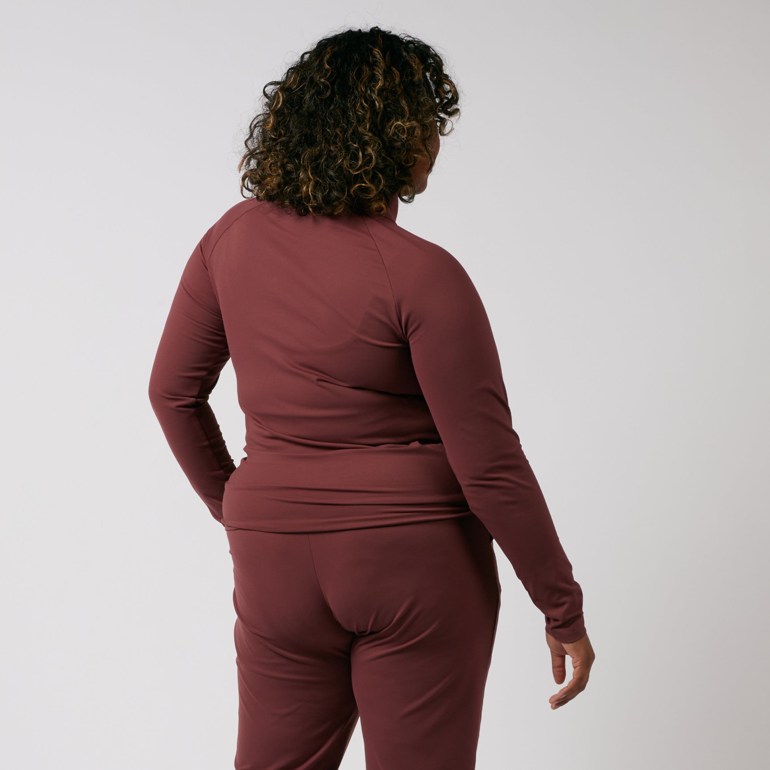 Long Sleeve Quarter Zip Top - Fig