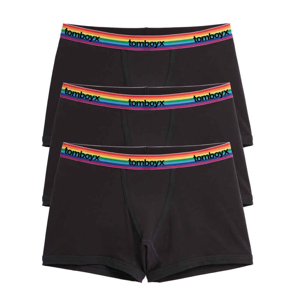 4.5" Trunks 3-Pack - Cotton Black Rainbow Logo
