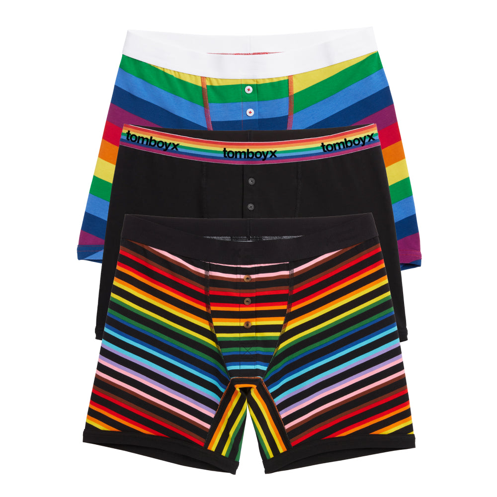 6 Fly Boxer Briefs 3 Pack Rainbow Stripes Tomboyx 5084