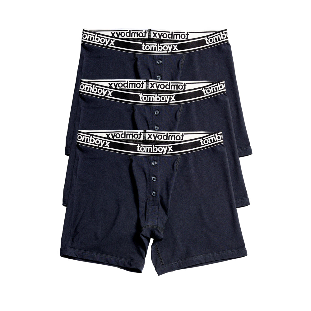 6" Fly Boxer Briefs 3-Pack - Cotton Black Logo
