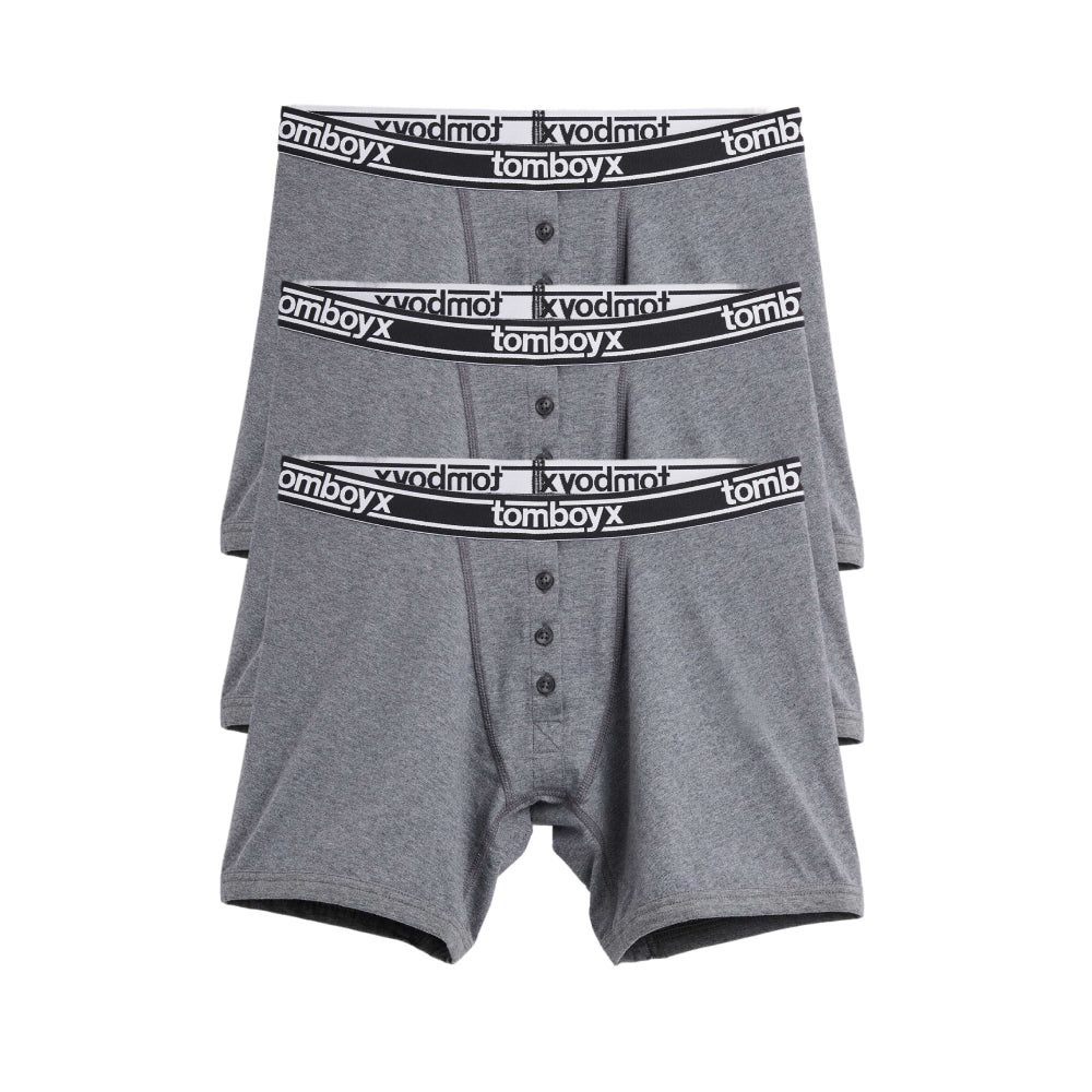 6" Fly Boxer Briefs 3-Pack - Cotton Charcoal Logo