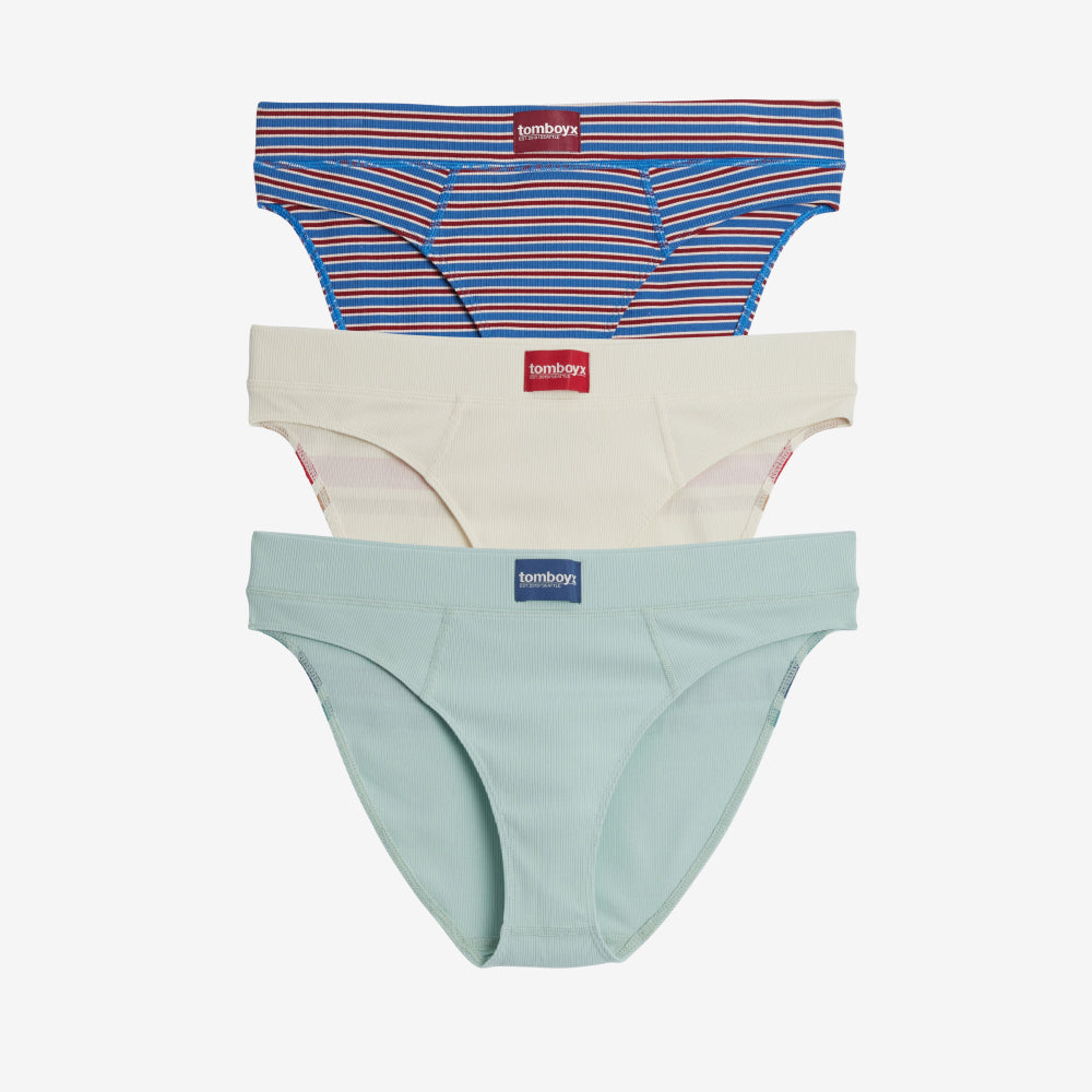 Bamboo Rib Cheeky 3-Pack - Alpine Stripe