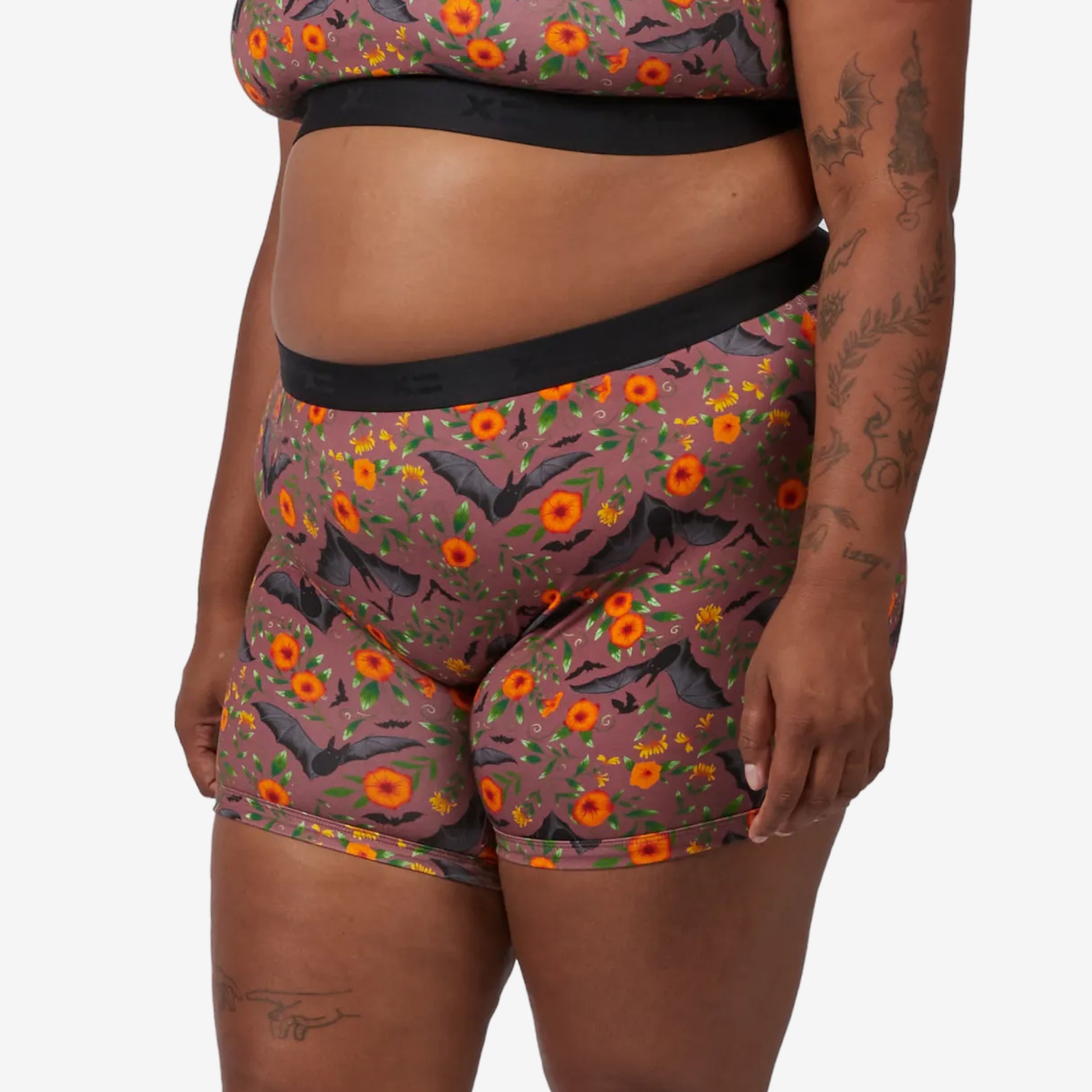 6" No Fly Boxer Briefs - Batwing Brocade Mauve