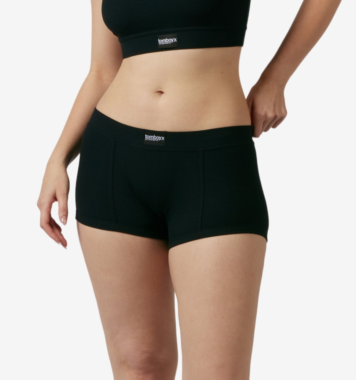 Bamboo Rib Boy Shorts - Black