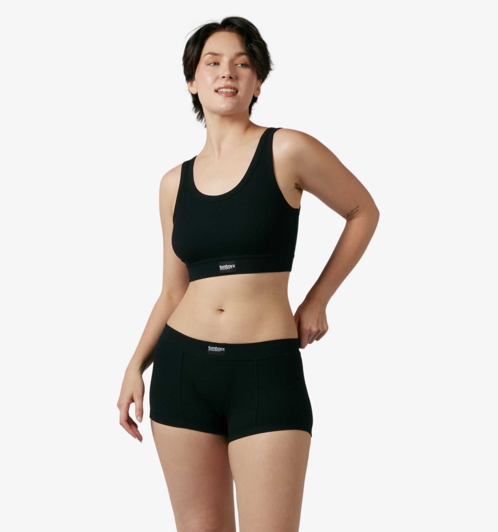 Bamboo Rib Boy Shorts - Black