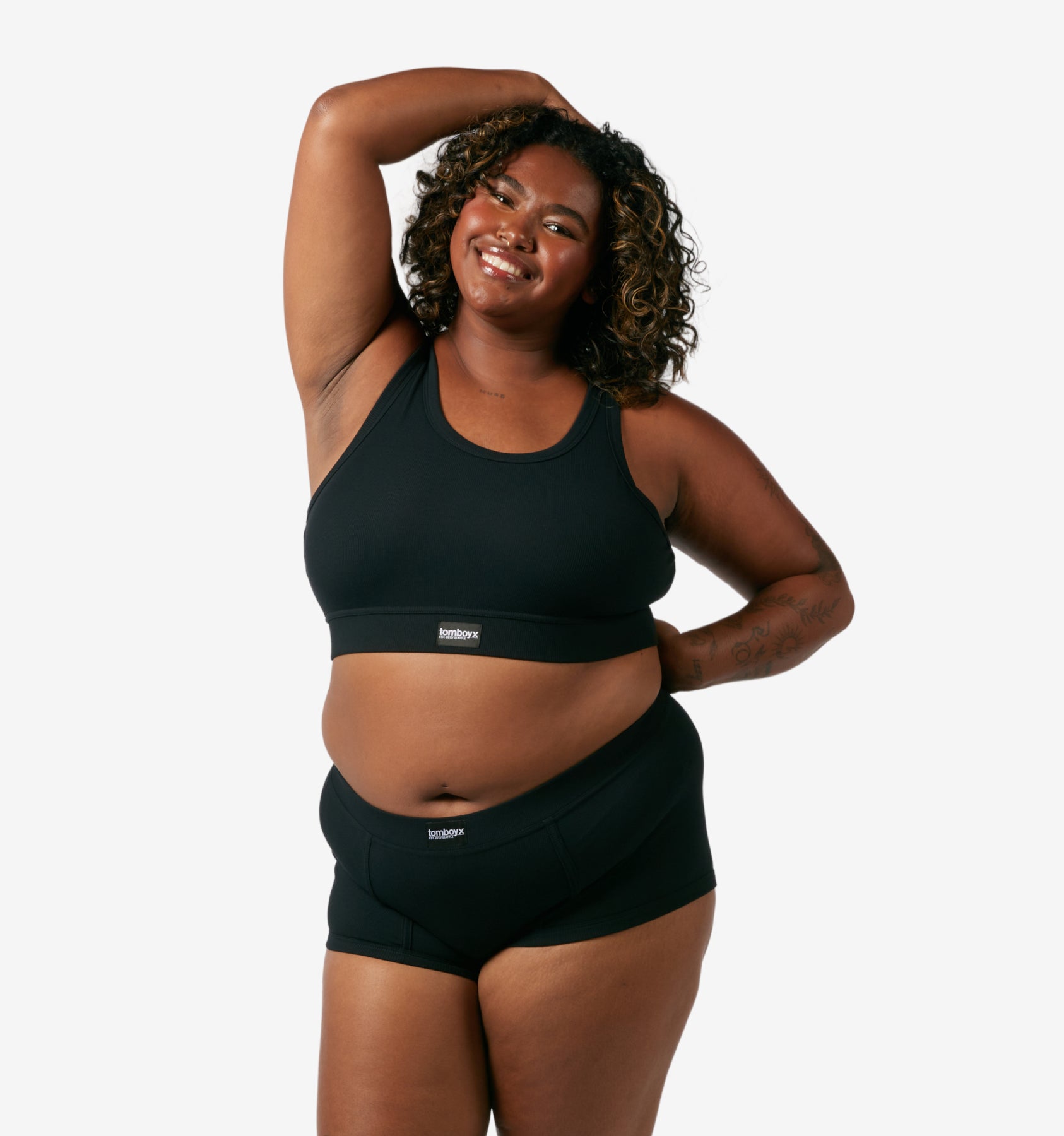 Bamboo Rib Boy Shorts - Black