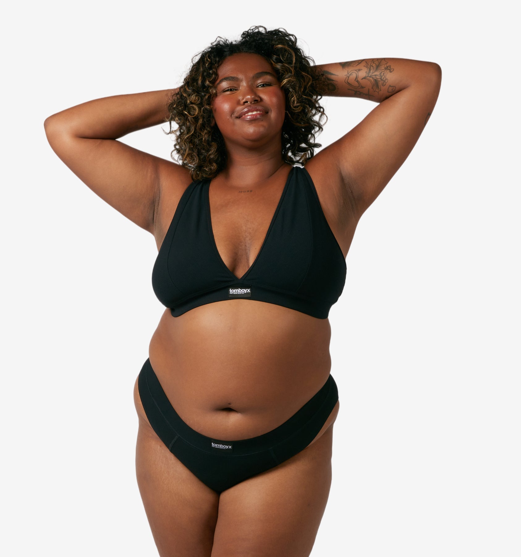 Bamboo Rib Cheeky - Black