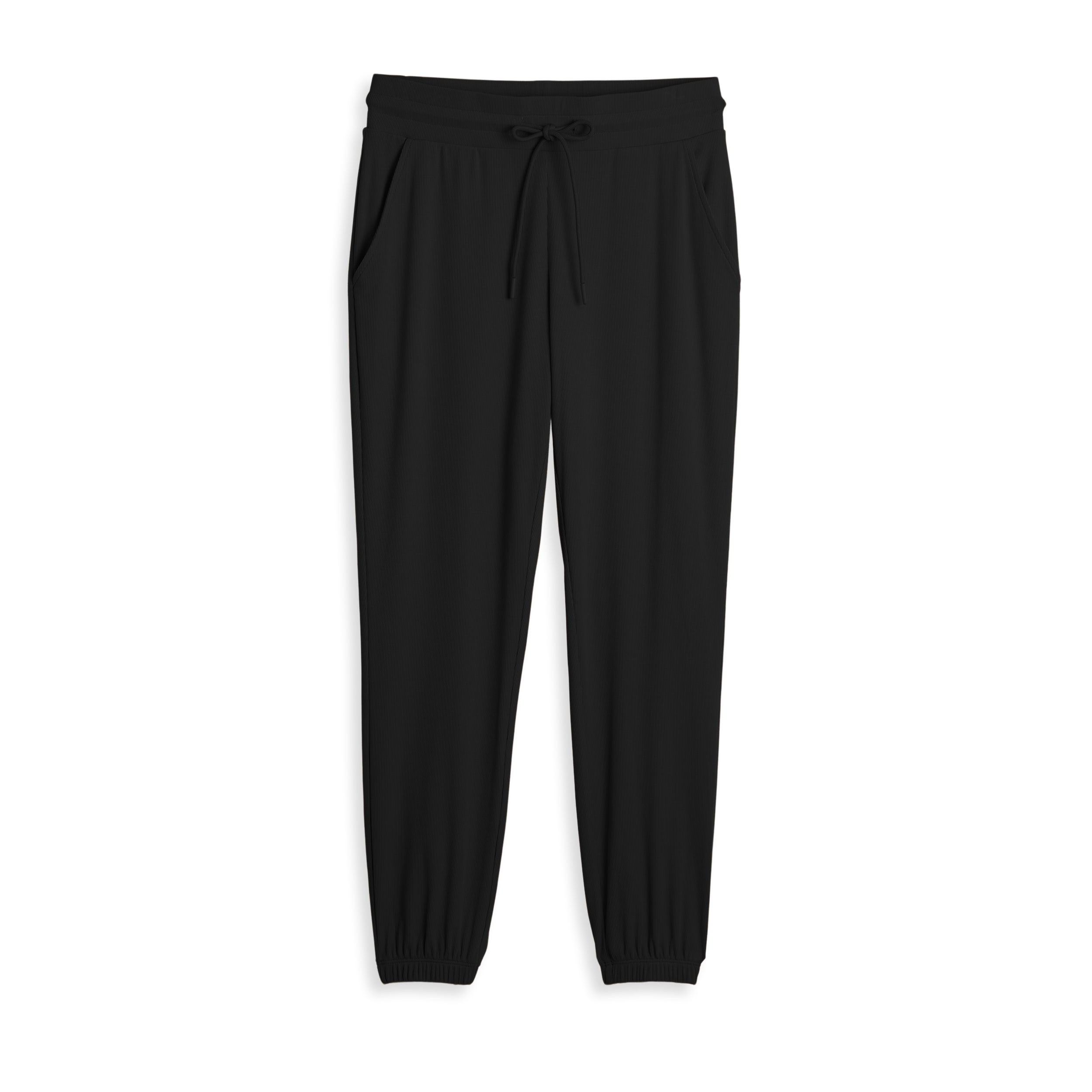 Bamboo Rib Drawstring Jogger - Black