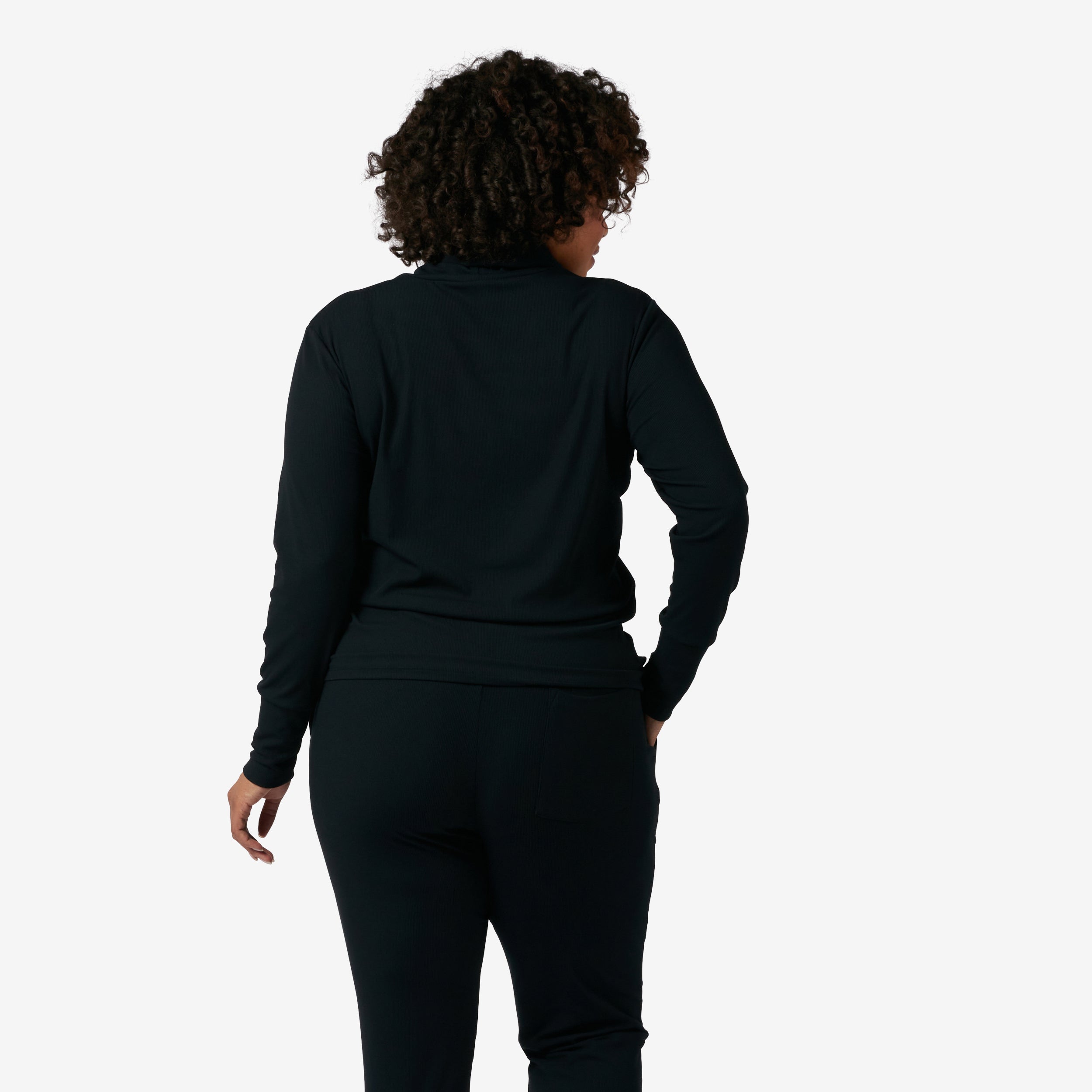 Bamboo Rib Long Sleeve Turtleneck - Black