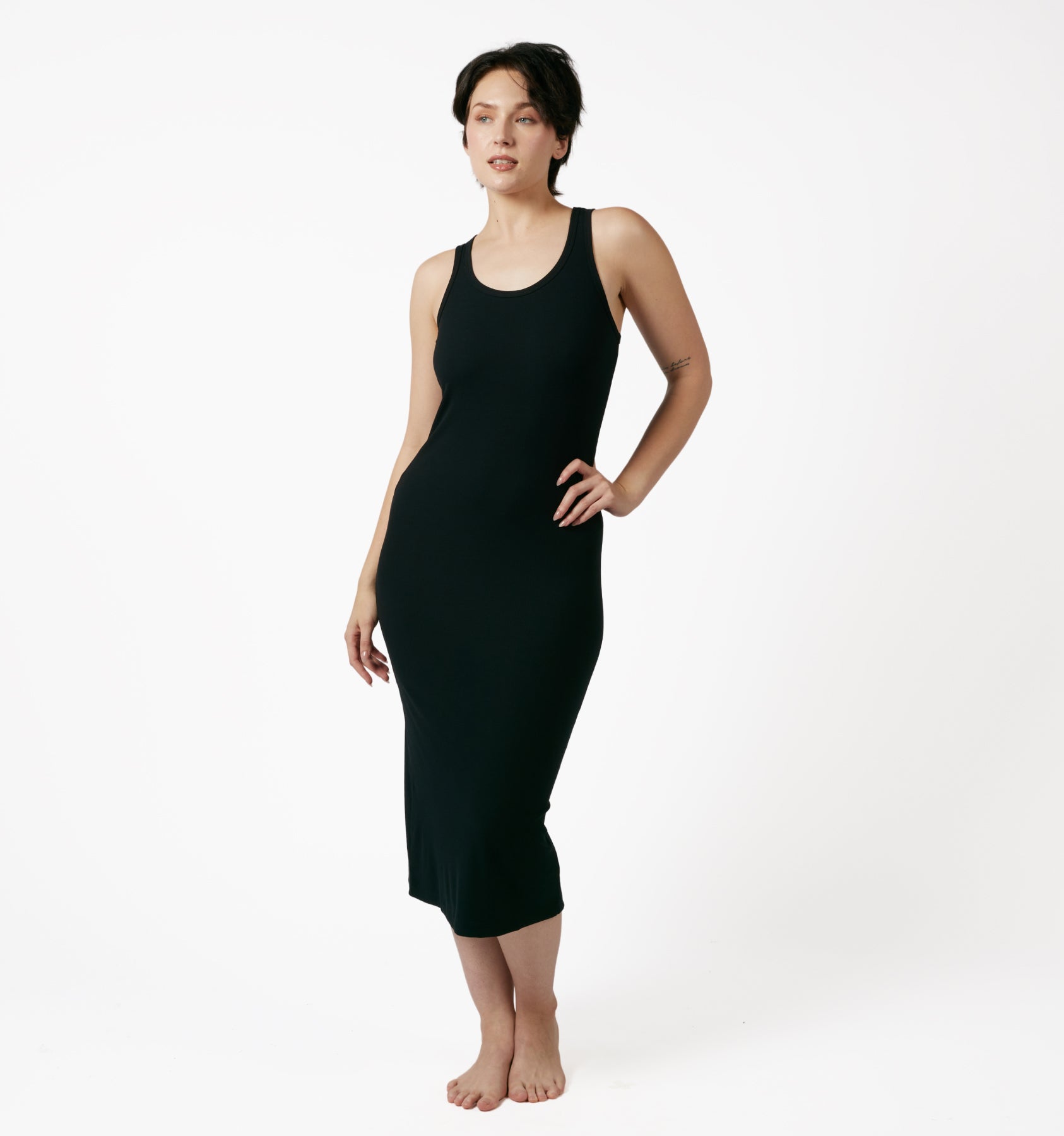 Bamboo Rib Sleeveless Midi Dress - Black tomboyx Bamboo Rib Sleeveless Midi Dress - Black tomboyx