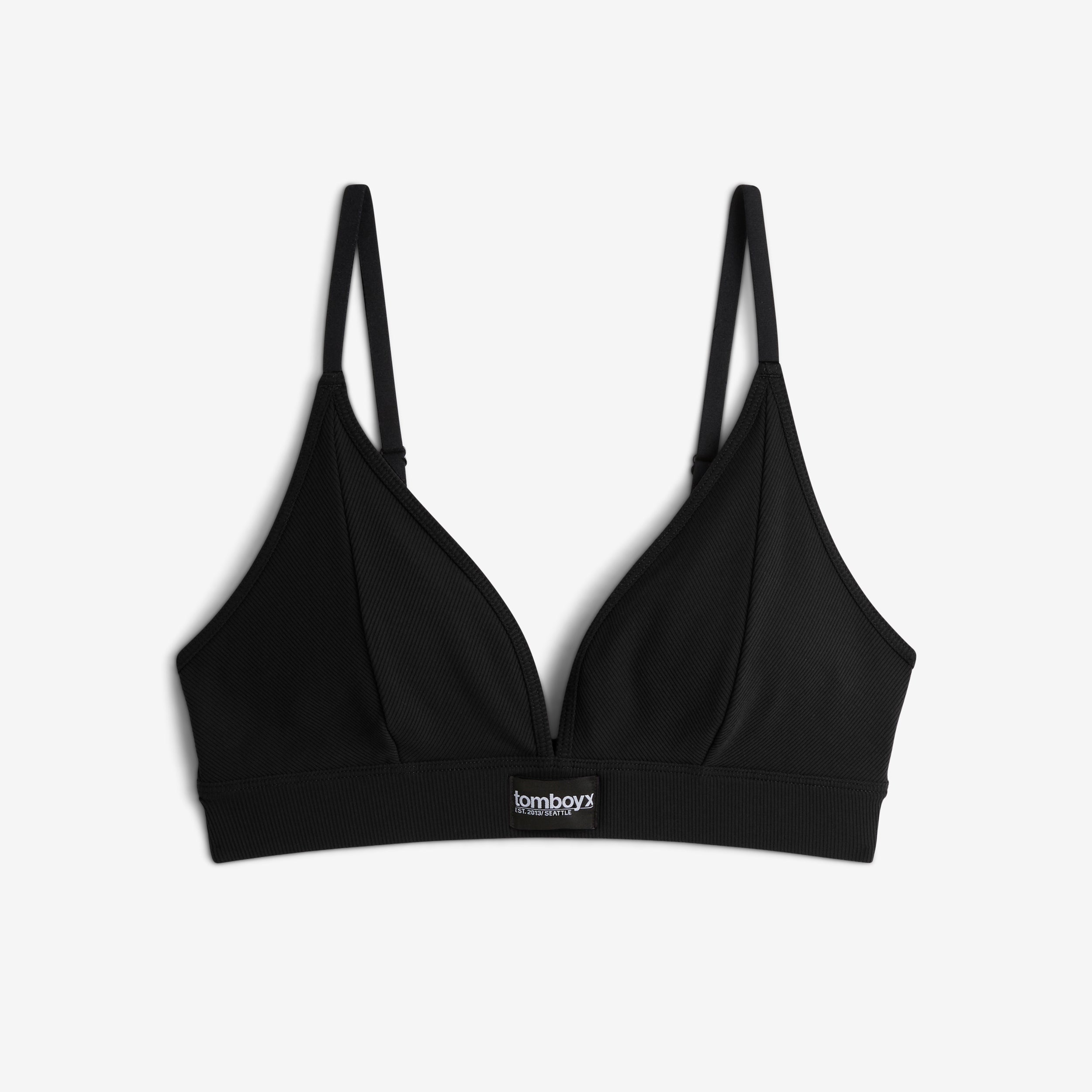 Bamboo Rib Triangle Bralette - Black
