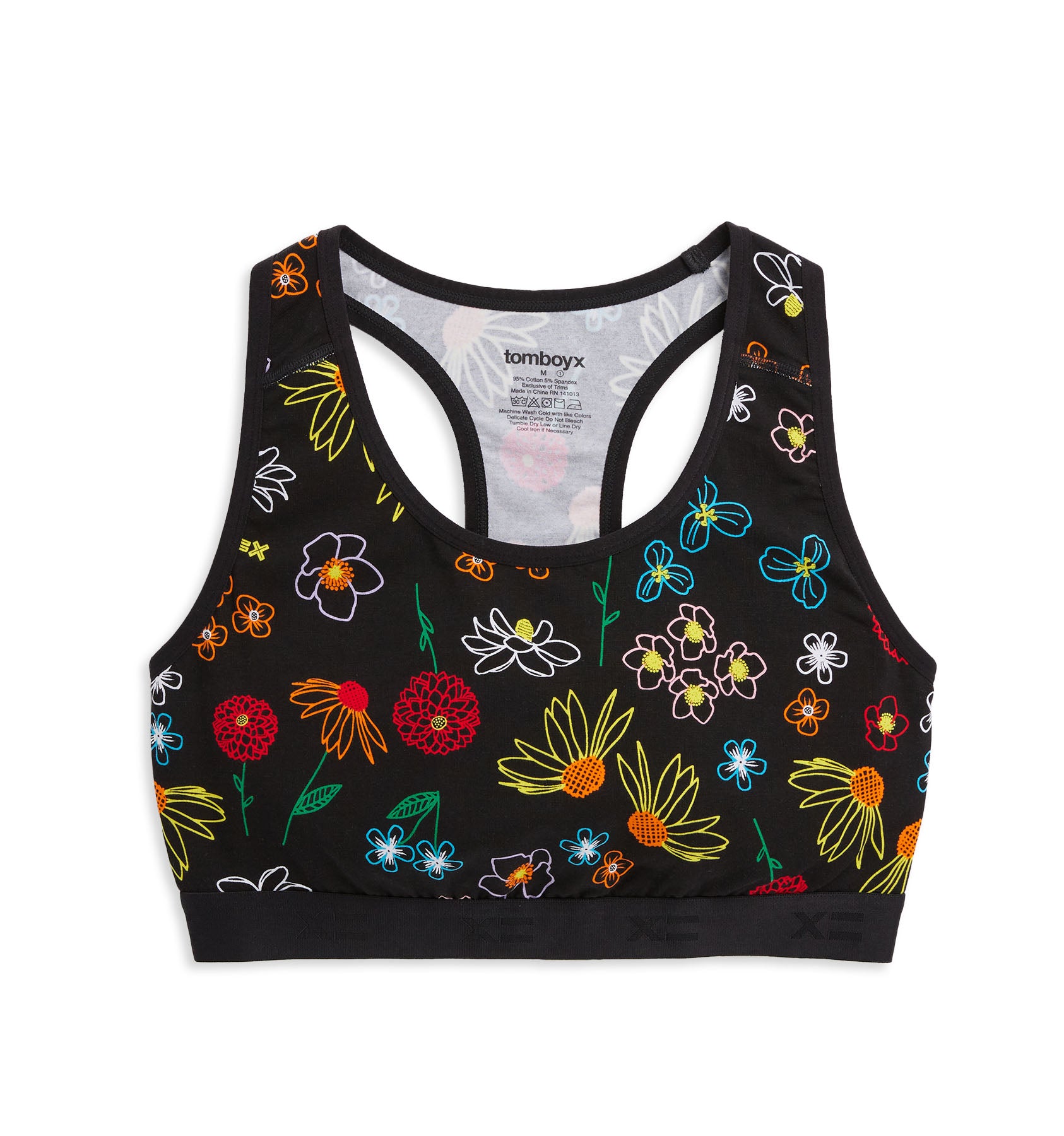 Racerback Soft Bra - Black Floral