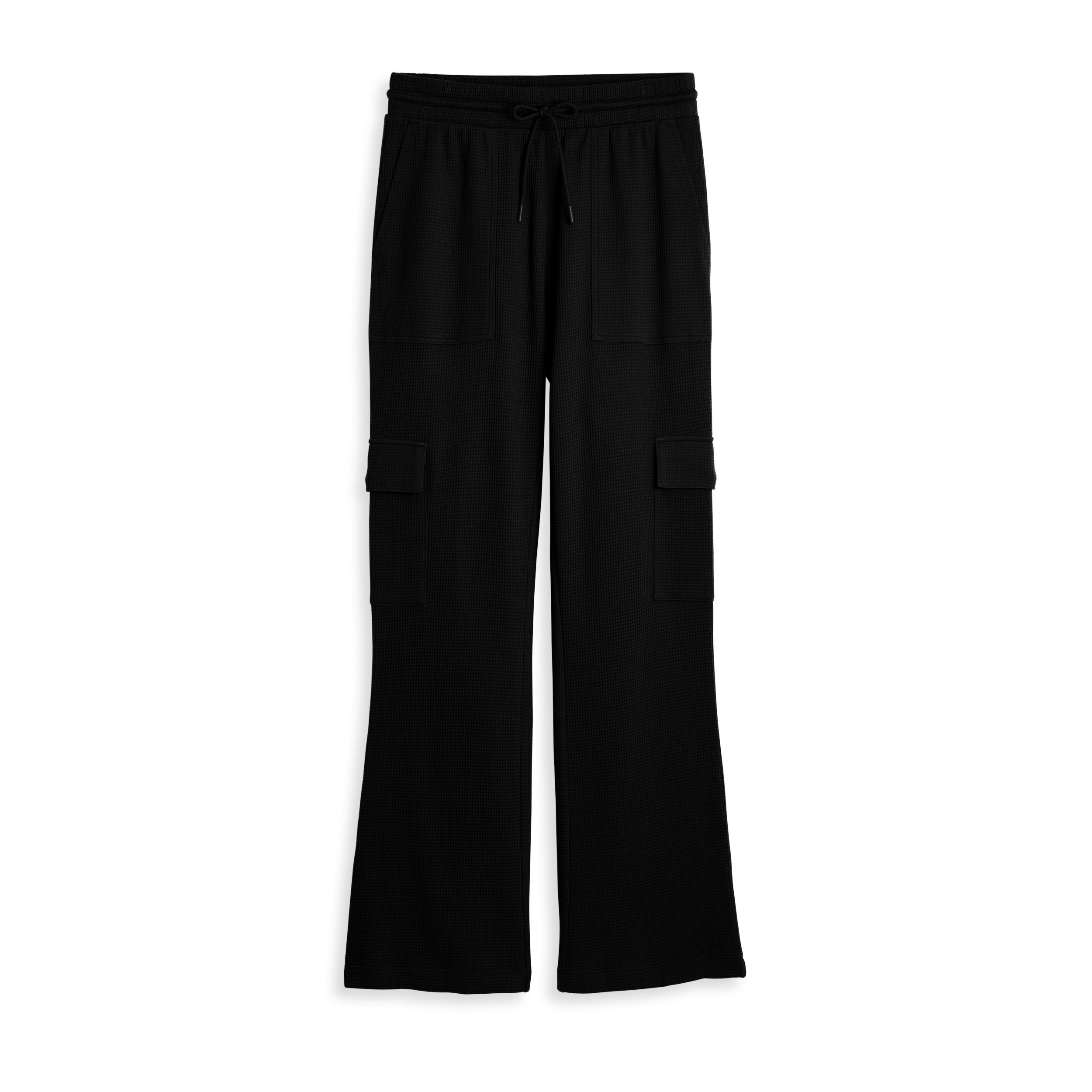 Modal Cloud Waffle Cargo Pant - Black Beauty