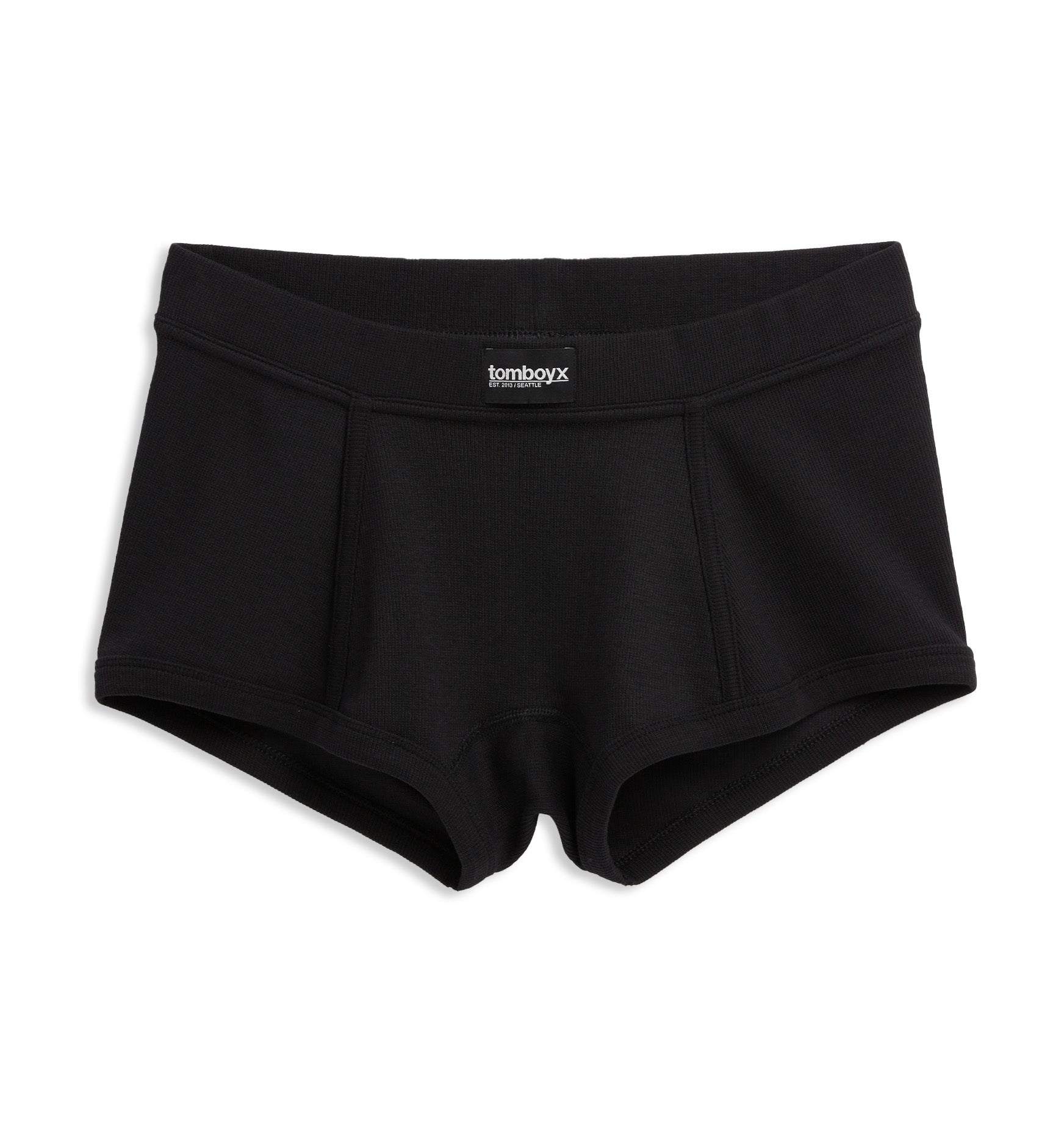 Organic Cotton Rib Boy Shorts - Black