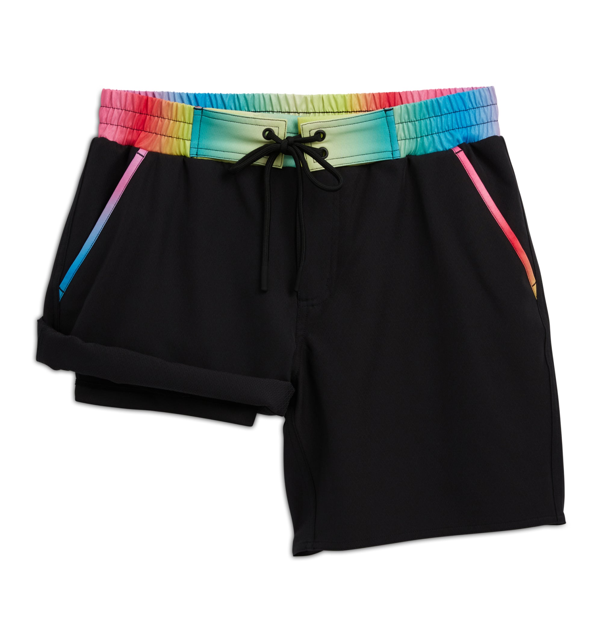 Swim 7" Heritage Board Shorts Heavy Weight - Black Rainbow Ombre